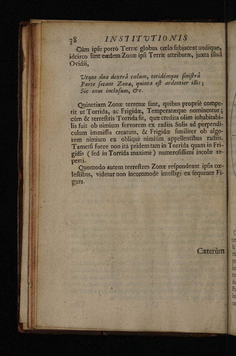 Ovidii, Utque due dextrá calum, totidémque finiftra Parte fecant Zona, quinta eff ardentzor illis Sic onus inclu[um, Cc. pertí. Quomodo autem terreftres Zons refpondeant ipfis cce- gura. t | CY