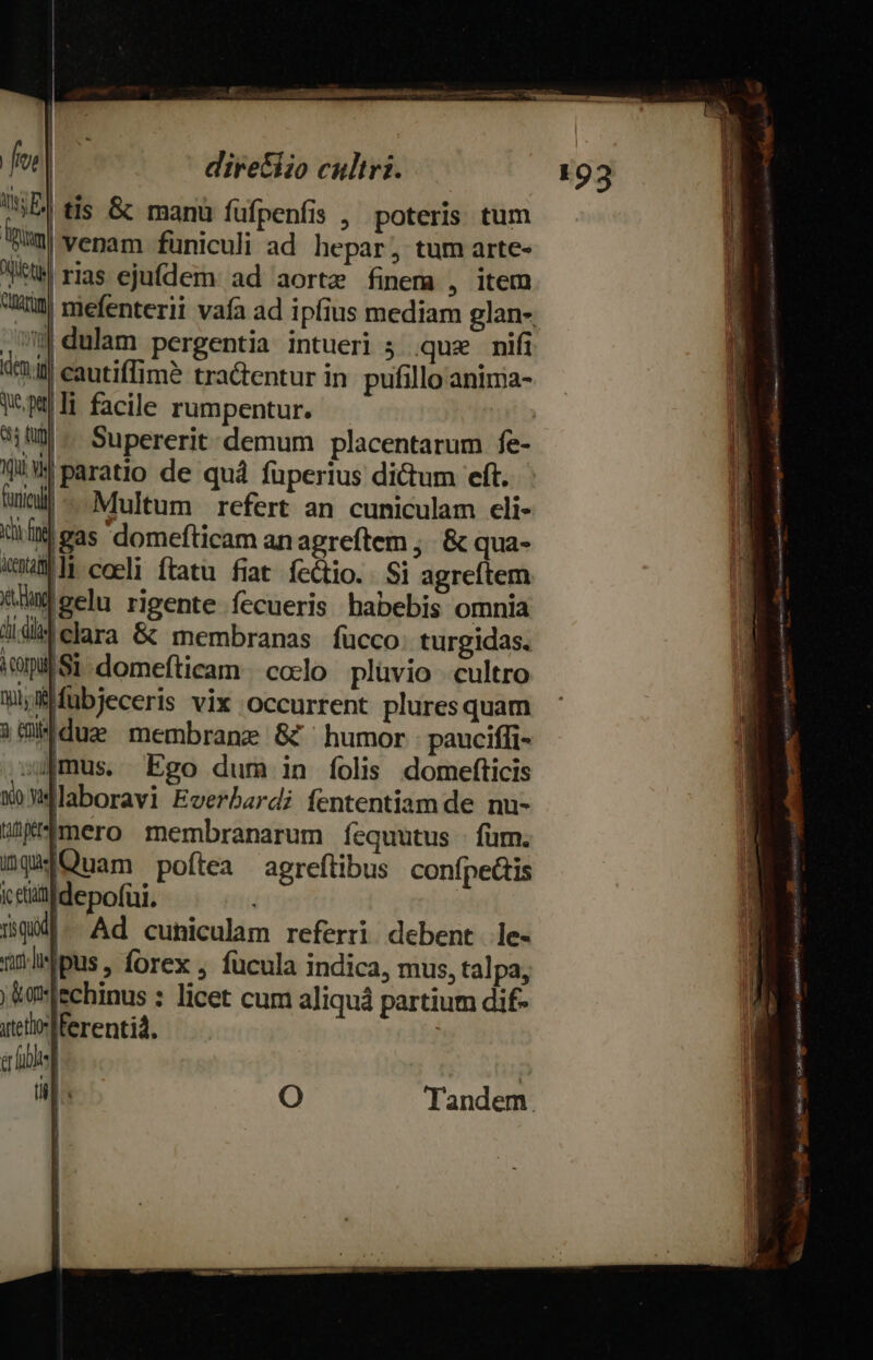 fru | | diretiio cultri. isE| tis &amp; manü füfpenfis , poteris tum M venam füniculi ad hepar; tum arte- ü rias ejufdem ad aorte finem , item | dulam pergentia intueri ; .quz nifi «itl eautiffimà tra&amp;entur in pufillo anima- Wi facile rumpentur. | 410/.. Supererit-demum placentarum fe- 'W paratio de quà fuperius dictum eft. in^ - Multum refert an cuniculam cli- m gas domefticam anagreftem ;. &amp; qua- «uml cceli ftatu fiat fectio. Si agreítem 4m eelu rigente fecueris habebis omnia ài di jdlara &amp; membranas fucco: turgidas. kom S1 domefticam |. coclo plüvio cultro WijlMubjeceris vix occurrent plures quam i0 due membrane &amp;€ humor pauciffi- s mus. Ego dum in folis domefticis XoXMlaboravi Everbardi fententiam de nu- lütmero membranarum fequutus - fum. nqigQuam poftea agreftibus confpeátis cetitildepofui. iq. Ad cuniculam referri debent. le- urlspus, forex , fücula indica, mus, talpa, )Uopechinus : licet cum aliquá partium dif- utto lferentid, | erf a O Tandem. BLCCHMENEUNUNEM I mind isle E - mee IT Do ey rmm yim mae E rd Guukntesbuvr MATeepat RA