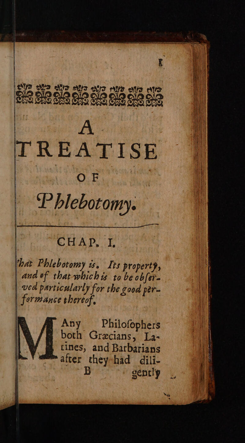 | | ( es vi) AUT AUT AIT AYE alls Ae (Ss % Fa OF Phlebotomy. CHAP, I, that Phlebotomy is. Its property, and of that-whichis to be ob fer | ved particularly for the good per- fermance theréof, both Græcians, La- il. tines, and Barbarians Yo after they had dili- “5B gently :