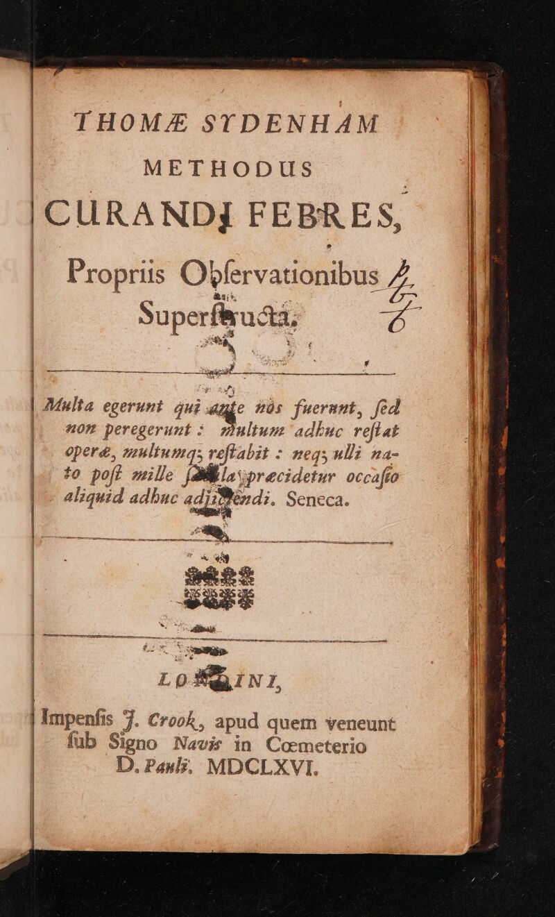 THOME STDENHAM METHODUS | CURANDj FEBRES, | Propriis Obfervationibus Z &amp;1i*, 2 Superfi&amp;ucta; T : EN » B 4 -- Multa egerunt. àui i £üs fuernmt, fed nom peregerunt 3. zultum adbuc reflat opera, usuliumas veftabit : meqs ulla na- to pofi mille jSMllavprecidetur occafío - aliquid adbuc adiiBléndi. Seneca. U 1 » mu t. n 1] CA 'W  zones DR — — x li | x -—À CU MAE MLUM ST MU E j — m Aen E —— ————— — — AN LOSeSINI, E | Impenfis 7. Crook, apud quem veneunt |E | fub Signo Navis in Coemeterio D. Paul; MDCLXVI.