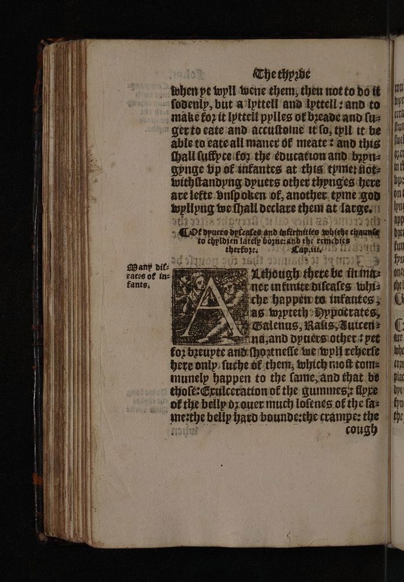 > a oo — — — . — — — — — — —— SY ORAS SIE j — Se — a fants, TChethyde when pe wyll wene them; then not to do tt wyllxug we (hall declare them at anne to chplden lately bozne: and the remedies Salenus, Nalis, Zuicen⸗ coughg
