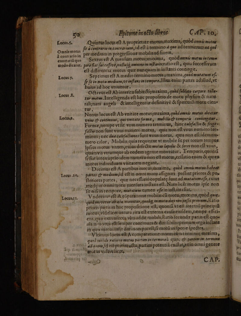 Éocus.$. Omnismotus À contrario in contrariü quo Byinheimefodbus —— Caio; Quintus locus eft A proprietate motus;maxima; quod o» notru fit á contrario in comráriumi deftàrermino 4 44o ad terminum ad qué per mediumin proesteffione mobilisad finem, Sextus e(t.À menfura motus;maxima, quód exnzs motus in tento Locus.7.. Locus .$, Locus. Locus 16, J eft differentia; motus qux nunquamin inllanti contingit, Septimus eft A medio terminomotus; maxima,guwod mutatum ef- ft fitim motu mediumyvt inflans in tempore. Tlius enim partes adallud,vt huius ad hoc vniuütur. | | | | O&amp;avüse(t Abiütetitufubie&amp;i;maxima, quod fublato- corpore. tollas tur motus. Entelligenda eft hec propofitio de motu phyfico &amp; natu ralijnam angeli &amp;intelligentiz definitivé &amp; fpirituali.motu ciens tur. | Nonüs locuseft Ab vnitàte motus;tmaxima,quüdomnzs mot dicathr vnus cf continuis, qui unitate forma , mobilis có temporía | COPRHRG EE o Formz,nempe vt fit vnus numero termipus, hinc caefatlr &amp; frige» füttionon fünt vnus numero motus, quia non cíLvnus numerotere- miniis; nec due éalefathiónes funt vnus motus, quia non cítidemnu- mero calor, Mobilis,quiarequiritur vt mobile fit per torum tempus ipfius motus vnum;cuius defeQtu mots lapidis &amp; ferri non cft vnus, ' qaámvis vtrumqueab codemagente moveatur, Temporis,quonià (i fiatinterrüptio idem mmeronon eft motus;ccílatio enim &amp; quies. motusindividuam vhitatemnegant,. | ^ Deciiriüs eft-A partibus motus;inaxima, quad emis mota babeat fleriorespartes, quz neceffario copulate funt ad »mutatum efe, cuius medij inomnitgotu nienfura inftans efl. INamlicét motus ipfe non fit nifriti téipore; mutatum: tgmen effein inflantifac, ! Vndétim? eft A cóparaiione mobilis cü nrotu;maxima;quód. qwe. quid'biooirur db ala tovet urquodg, in motn dici nbn poffit primum. Ratio imotdás,videlicétnatura sita eft externa caufa eiufídem,nempe: effici- eris; qus extrinfecás vimaddit mobil. Ratio Íccundz parzis eft quo- iti quotus Tufit darunonporeíl;i motürin fpecie ipe&amp;tes, : J^ i tos T PTT de ' » |o  À i ? E T » e