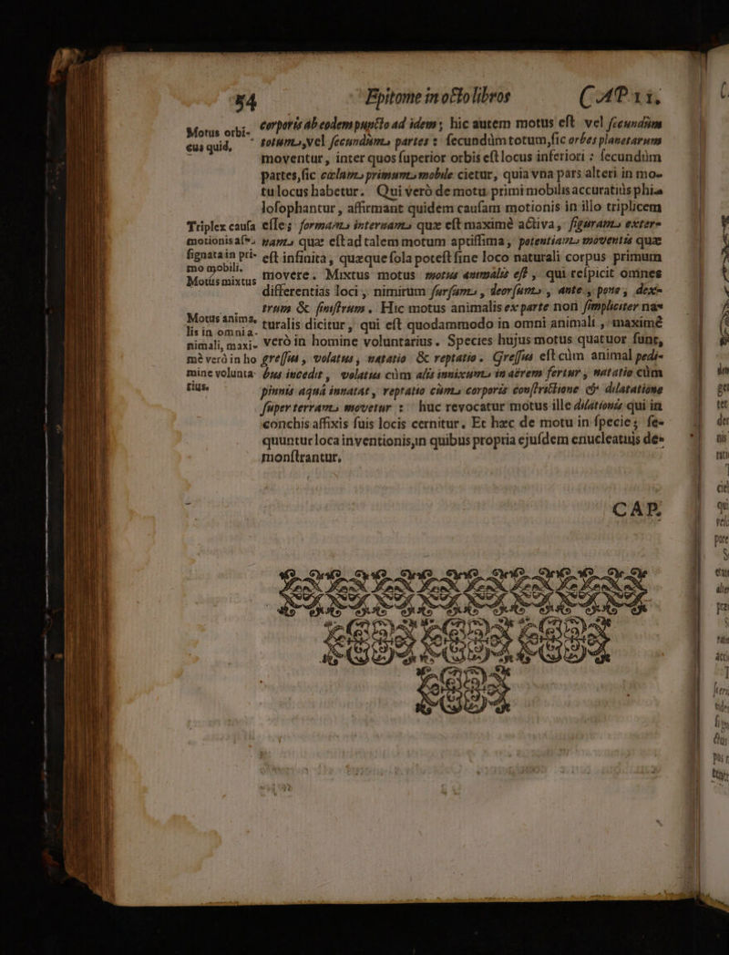 84 Epitome ino&folibros —.— — (P3, Motus opi. C Patie db eodem purto ad idem; hic autem motus eft. vel feudum eusquid, — fama, Vel feenndimts partes : fecundüm totum fic orbes planetarum ; moventur, inter quos fuperior orbis e(t locus inferiori : fecundàm pattes,fic ezlapzo primus smobile cietur, quia vna pars alteri in mo- tulocus habetur. Qui veró demotu primi mobilis accuratids phia lofophantur , affirmant quidem caufam motionis in illo triplicem Triplex caufa efIej: formas interaamto qux cít maxime activa, figuran extera motionisaf*. sapz, qua eftad talem motum aptiffima ,' petentiavzo moventis quae diebns t eft infinita, quzque fola potefl fine loco naturali corpus primum MM HN ae miovere. Mixtus motus sotus «vtrpali ef? , qui ccípicit onines ; differentias loci ,. nimirum furfum , deor(ums , ante , pote , dex- ralis iore & finiffrum ,| Hic motus animalis ex parte non fimpliciter nas lis in omui turalis dicitur, qui eft quodammodo in omni animali ,'maximé nimali, maxi. V€ro in. homine voluntarius. Species hujus motus quatuor funt, m? veró in ho gre[fa , volatus , tatatio . & veptatio.. Grefus eft cim animal pedi- mine volunta: £u igcedit ,/ volatus cüm alia innixcum in arem feriur , natatio cüm SUB pinnis aquá innatat , veptatio cim, corporis confiritone. Cj dilatatione fiiper terram, movetur ::: huc revocatur motus ille diatéouz qui it «onchis affixis fuis locis cernitur, Ec hzc de motu in fpecie; fe» quuntur loca inventionis)n quibus propria ejufdem enucleatugs de» monftrantur, |