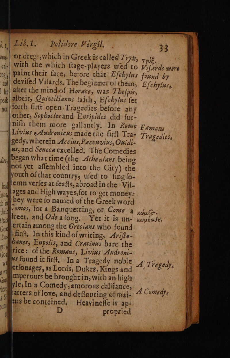 hth, Polidore F. zrgil. with the which ttage-players ued Ja) alter che mindiof Horace, Inith chem more callantly. In Ty 1008 AR yb wages, fora Banquetting, or Come LG hott Melt Goat Ran (yan ¥ ced Pa (i (70 Bins be conteined, } i 33 ve. to Vifards were Tragedies, 4 xap.GQ-. f naunad Ys A Tragedy, 4 Comedy;