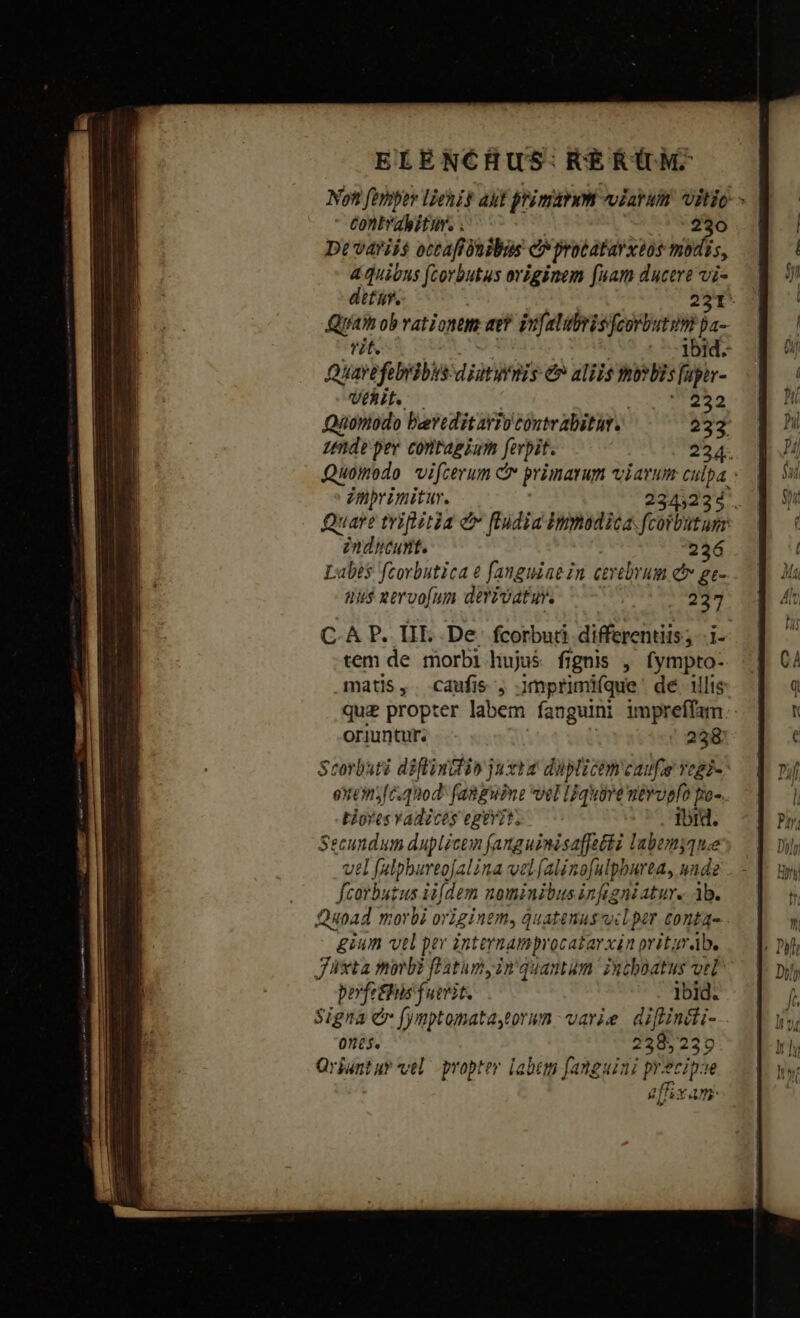 Not fbyper leni aut primam viarum vitio - contrahitur. . E Dt variis octaftinibus c v protalayxtos 90 js, 4 quibns (corbutus originem fuam ducere vi- diti. 221- Quim ob vati onem ae? Pifalubrisfcorbutuni pa- Vit. ^ jbid- Quavefebrdbis diuturnis €» aliis mtis [apir- vehit. ' 232 Quoniodo bavedit avtotonte abitiw. 233. zende per contagium ferpit. 224. Quomodo vifcerum c primarum d un culpa. imbprimitur. 2345235... Quare trifitia e ftudia immodica. fcorbutum inducunt. 226 Labs fcorbutica e fanguiae in cerebrum ev ge- 4u$ xervo[um derivatur. Moni ys C.A P. IIE. De. fcorbuti differentiis; .i- tem de morbi hujué fignis , fympto- matis, caufis , 3mprimifque de 1lts quz propter labem fanguini impreffam oriuntur. 238 Scorbuti diflinctio juxta düplicom eaufe vegi- exemjéquod: fasse vel Liquóre névosfo po-. tior VARY egerit; ibid. Secundum duplicem (atguimisaffaééz labemyque vel fulpburtofalina ve Lfalinofulppurta, ande fcorbutus iifdem nominibus infianiatur.. ib. Quoad morbi originem, quatenus ucl.per conta- nun vtl pev internamprocatarxin pritaráb. Juxta morbi fiatim, in'quantum. zncboatus vel porfetius fuerit. ibid. Signa e fymptomataytorum varie diflindti-.. 05. 238,229 Qriantur vel -propter labim fanguini precip:e JC Xa