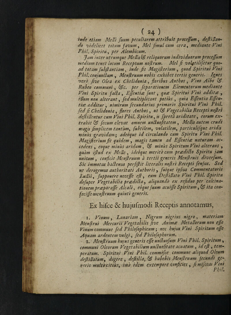 ; ; ■ (h) inite etiam Melli fuum peculiarem attribuit procefflum, defiittan* do videlicet totum f avum, Mei fimul cum ceray mediante Vini Phil, Spiritu, per Alembicum. Jam inter utrumque Mellis & reliquorum individuorum procefflum medium tenet locum Receptum nojlrum. Mei fi volqtilifetur quo- tataw fubflantiam, W<r jfr Magtfierium , jjW Spiritui Vini Phil. conjuntlum , Menflruum nobis exhibet tertii generis. five Olea ex Chelidonia, floribus Anthos , /^#0 /4/^0 Rubeo communi, feV. per feparationem Elementorum mediante Vini Spiritu fafla , Efflentia funt, Spiritui Vini addita , Illum non alterant, fed multiplicant potius , jwm Effentia Efflen- fi<£ additur , nimirum fecundarius primario Spiritui Vini Phil. fed fi Chelidonia, flores Anthos , ut & Vegetabilia Recepti nofiri defiillentur cum Vini Phil. Spiritu, is fpretd ariditate, eorum ex- trahit {f? elevat omnem unftuofitatem , c/Wi magis fimplicem tantum^ /ubtilem, volatilem, particulifque aridis minus gravidamj adeoque id circulando cum Spiritu Vini Phil, Magifierium fit quidem y magis tamen ad Efflentia naturam ac¬ cedens y eoque minus aridum , © minus Spiritum Vini alterans , quam iftiid ex Meile , i deo que merito cum pradifto Spiritu jam unitum y conficit Menflruum a tertii generis Menflruis diverfum. Sic immotus hattenus perfiflit lit er alis nofiri Recepti fenjus. Sed ne derogemus authoritati Authoris , fuique ipfius Commentatoris Ludii, fupponere neceffle efl y eum Deflillato Vini Phil. Spiritu defuper Vegetabilia pradilila y aliquando ex refeduo per calcina- tionem pr a par affle Alcali, <?0£«£ Spiritum, © ita 00^- feciffl menflruum quinti generis. . y - **■ -yv * S ^ t Ex hifce & hujufmodi Receptis annotamus, 1. Vinum y Lunartam , Nigrum nigrius nigro , materiam Menfjrut Mercurii Vegetabilis five Anima Metallorum non effle Vinum commune fed Philofophicum; hujus Vini Spiritum efie Aquam ar dent em vulgi /^<r/ Philofophorum. 2. Menflruum hujus generis effle unfluofum Vini Phil. Spiritum ^ communi Oleorum Vegetabilium unttuofitate acuatum , ir/<?y? , taw- peratum. Spiritui Vini Phil. commifce commune aliquod Oleum defli/laturyij digere , 'deflilla, ® Menflruum Jecundi ge-, neris multo citiusy imo idem extempore conficies , fimijceas Vini Phil. / ■ 1 K * ) % \ N ' • < . /