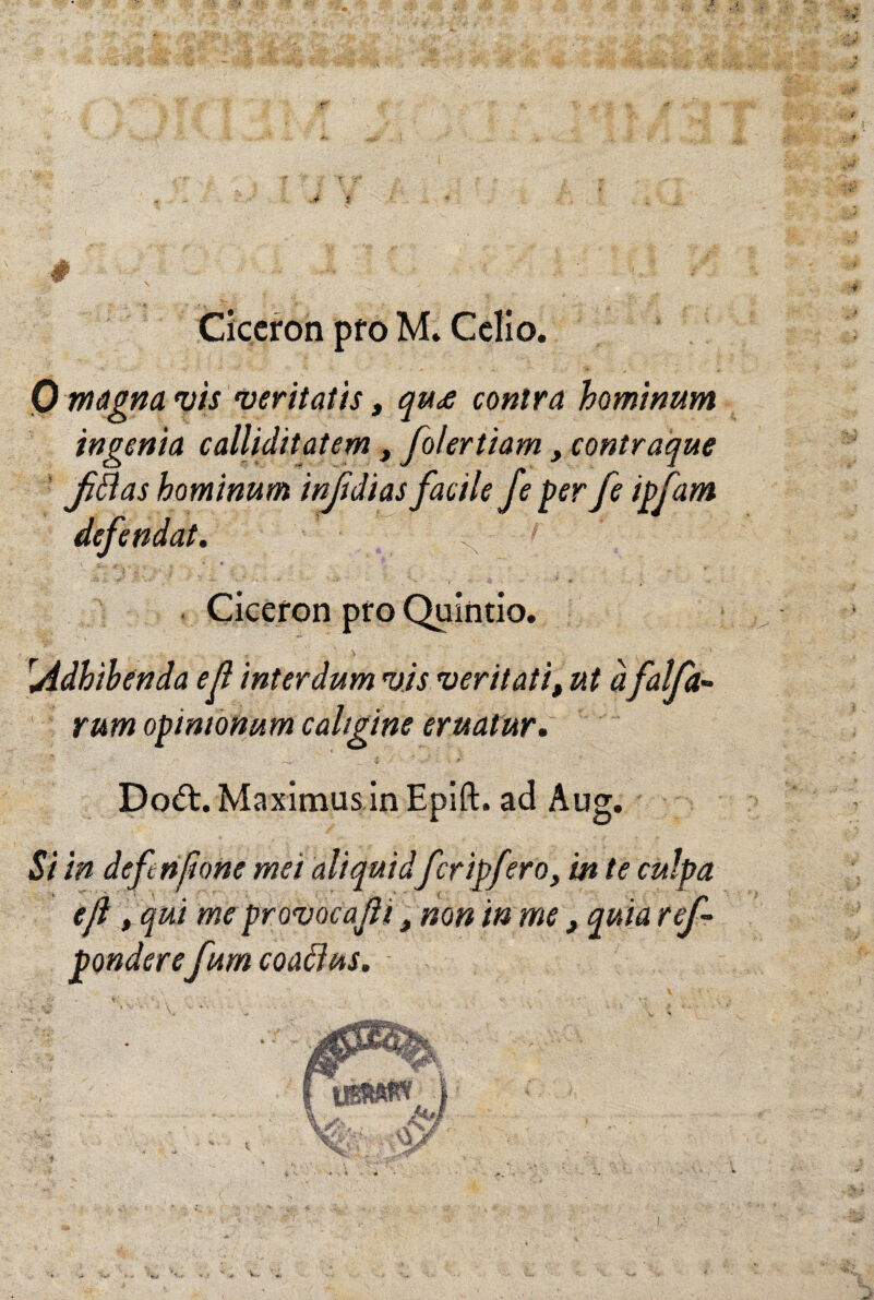 0 magna vis veritatis, qu<e contra hom'mum ingenia calliditatem, fiolertiam , contraque jia as hominum injidias fiadle fie per fie ipfiam defiendat. v r Cicerón pro Quintio. . T j \ = ¿idhibenda efil ínterdum vis veritati,ut afialfid- rum opimonum calígine eruatur. Do¿t. Maximus in Epift. ad Aug. Si in defienflone me i aliquidficripfiero, in te culpa ejl, qvá me provocajii >mn in me, quia refi- ponderefium coadus.