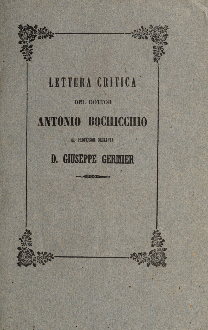 DEL DOTTOR il PROFESSOR OCULISTA D. GIUSEPPE GEMER