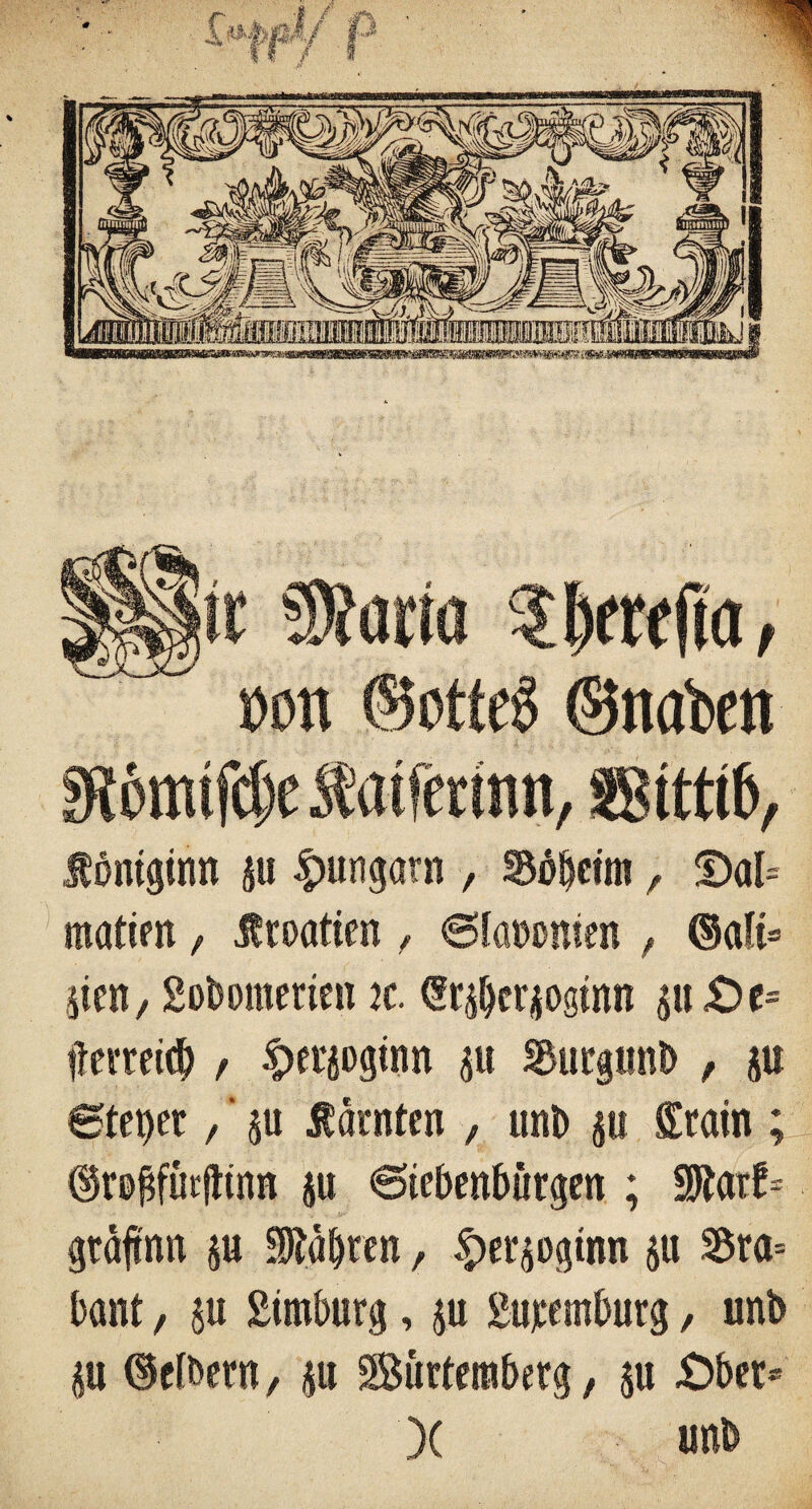 sRömtfcpe latfmnn, sgitttö, fontginn p #ungarn , S^ctm , ©al= matten , Kroatien , Stammten , ©alt* pn, Sobometien k. <?rperpgtnn p£>e= tlerteicl) , $etpgtnn p S&urgtmb , p Steuer /' p tarnten , uni) p Srain ; ©robfütfitnn p Siebenbürgen ; Sttarf* gtäftnn p labten, $etpgtnn p S5ra= baut, p gtmburg, p gpemburg / unb p ©elbetn, p Sürtemberg, p £>bet* )( unb