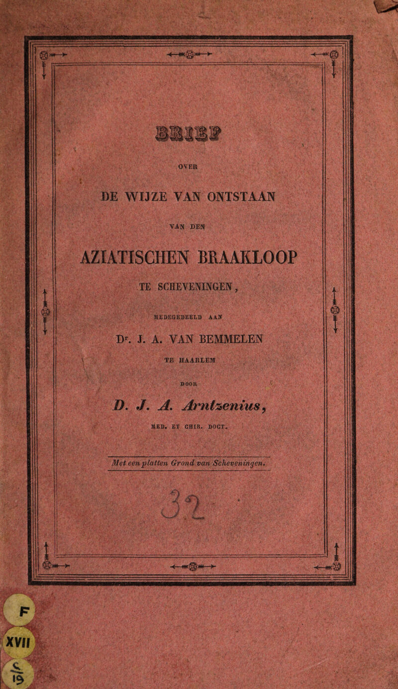 OVER DE WIJZE VAN ONTSTAAN VAN DEN ' AZIATISCHEN BRAAKLOOP TE SCHK\ ENLNGKX, MEDEGEDEELD AAN Dr. J. A. VAN BEMMELEN i TB HAARLEM DOOR V.. D. J. A. Amlzenius, ■/'v ■'MED. ET CHIR. DOCT* Met een platten Grond van Scheveningen.