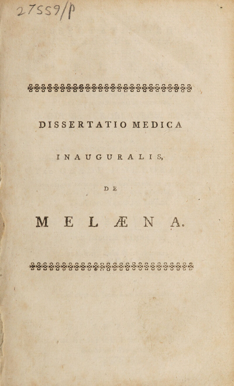 INAUGURALIS, D E M E L M N O \ \