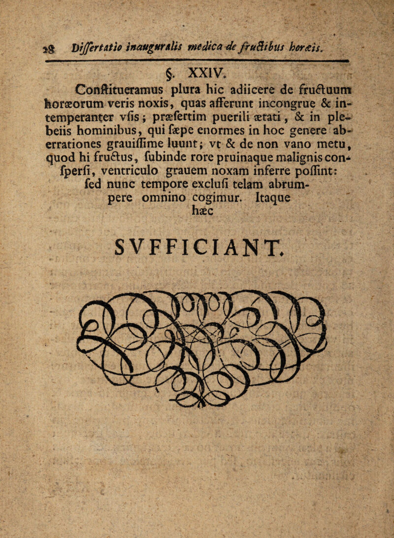 DiJferUtio inauguratis medica de fruBtbus horeis. $. XXIV. Conftitueramus plura hic adiicere de fru&uum horaeorum veris noxis, quas afferunt incongrue & in¬ temperanter vfis; praefertim puerili cerati, & in ple- beiis hominibus, qui faepe enormes in hoc genere ab¬ errationes grauiflime luunt; vt & de non vano metu, quod hi fruftus, fubinde rore pruinaque malignis con- fperfi, ventriculo grauem noxam inferre poflint: fed nunc tempore exclufi telam abrum¬ pere omnino cogimur. Itaque haec SVFFICIANT. V_