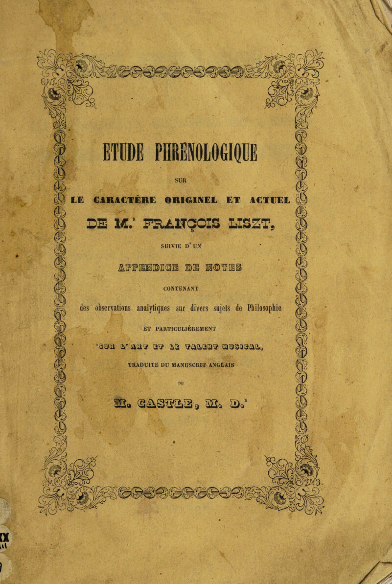 * LE CARACTERE ORIGINEL ET ACTUEL SUIVIE D UN CONTENANT ET PARTICULIEREMENT aoa ü° a? a»a TRADUITE DU MANUSCRIT ANGLAIS n !