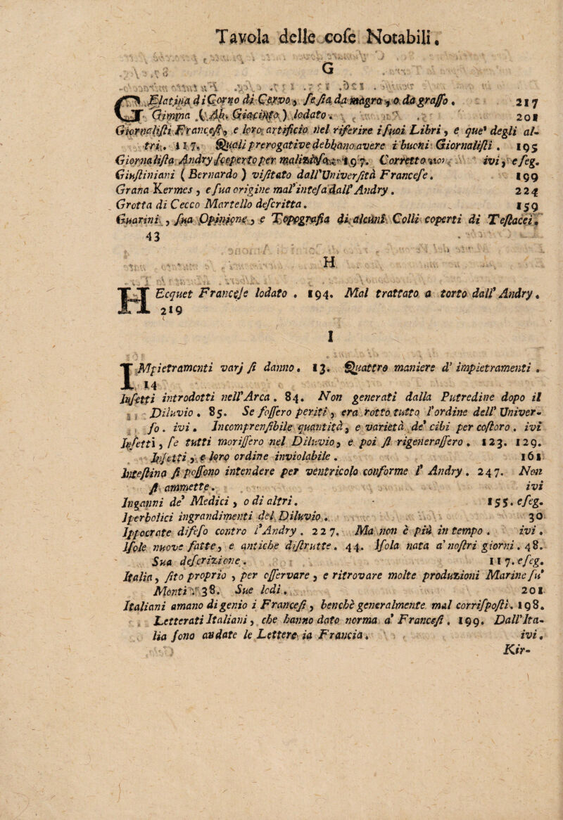 v v... u * -e^ jn A - »? •c‘ .otrv.;?, frtivVi Sj?\ •> 9*. v % *\ r * ,dt! ■>>wv,jvr > E latin a 4 i Corno di Ceppo 5 fefia da. magra , 0 dà grafo, 217 'Gimmo M$$t 0. ^ 20* Gierwlìfti Francefi'y e loro, artificio nel riferire ifuoi Libri , e que’ «feg/i a/. m . i I 7*. Quali prerogative debhano averc Ibucni Gìornalifiì . 195 Gìormlifta Andry Reperto per malì%if<kt*%()?. Corretta*noi iviy efeg. Ginfliniani ( Bernardo ) vifitato dall'Univerfità Franccfe. 1 qq Grana Kermes , e fua origine mal'iute]a dall' Andry. 224 Grotta di Cecco Martello deferitta. ^ 159 {marini , /«a Opinane > e Topografia di alagli Colli coperti di TeflaceiJ 43 . . 31 I / ' •' ■ , : - 1 : ■■ '* V'' H -, \ A <• J »&. Ecquet Francie lodato 2*9 194, Mt?/ trattato a torto dall1 Andry * I I Mpietramenti varj fi danno • 13. goffra maniere d3 impietrameli . 14 Infetti introdotti nell'Arca. 84. A7*o?j generati dalla Putredine dopo il Diluvio • 85. Se fo fero periti y era rotto tutto Pordine dell' Univer* ,, fo. ivi m Jnccmprenfibile quantità^ e varietà de9 cibi per cofioro . ivi Iq/ettiyfe tutti mori fero nel Diluvio s e poi fi rigenera fero . 123. 129. hfetpì y e lor.0 ordine inviolabile. 161 Inteftina fi pofono intendere per ventricolo conforme f Andry . 247. Afa» fi ammette. ivi Inganni de’ Medici > 0 di altri. 155. <?/eg. Iperbolici ingrandimenti del Diluvio . 30 Ippocrate difefo contro f Andry . 227. Ma non c più in tempo . ivi ♦ Ifole nuove fatte, e antiche djflrutte, 44. j/0/0 «Afri a'noflri giorni. 48, 5^0 deferiti ove. iiq.efeg. Italia, fifa proprio , ofervare 5 e ritrovare molte produzioni Marine fu Menti V 38. Mi, 201 Italiani amano dì genio ì Francefi, benché generalmente mal corrifpofik 1q8, Letterati Italiani y che hanno dato norma a Francefi. 199, Dall'Ita¬ lia fono andate le Lettera ia Francia. ivi• ■ VWV3 - iO>-