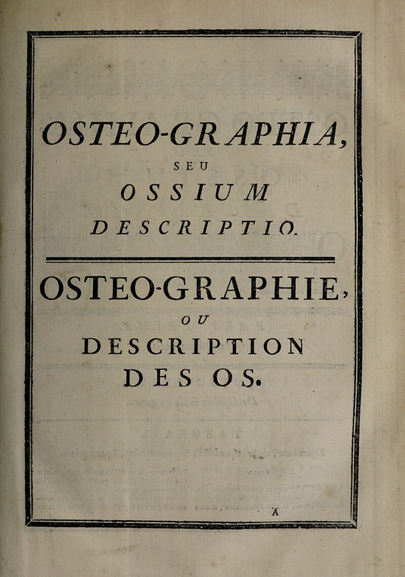 OSTEO-GRAPHIA SEU OSSIUM DESCRIPTIO. OSTEO GRAPHIE o u DESCRIPTION DES OS.