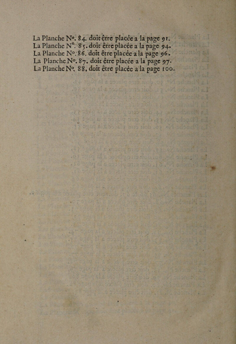 La Planche N°. 8 5. doit être placée a la page 94. La Planche N°. 8 6. doit être placée a la page 96. La Planche N°. 87. doit être placée a la page 97.