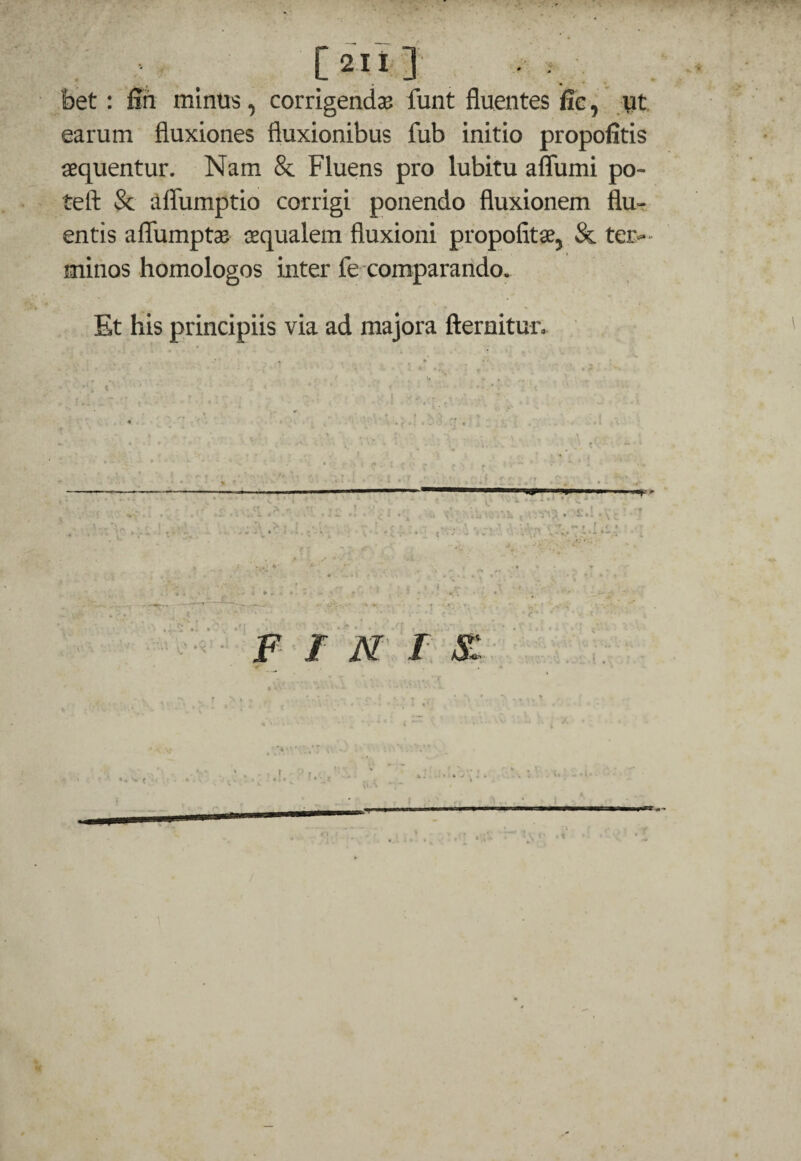 ^211] • > bet: fifi minus ^ corrigenda funt fluentes fie, yt earum fluxiones fluxionibus fub initio propofitis aequentur. Nam & Fluens pro lubitu affumi po- teft & ilfumptio corrigi ponendo fluxionem flu- entis aflumptae aequalem fluxion! propofitae, & ter-*^ minos homologos inter fe comparando. Et his principiis via ad majora fternitur.