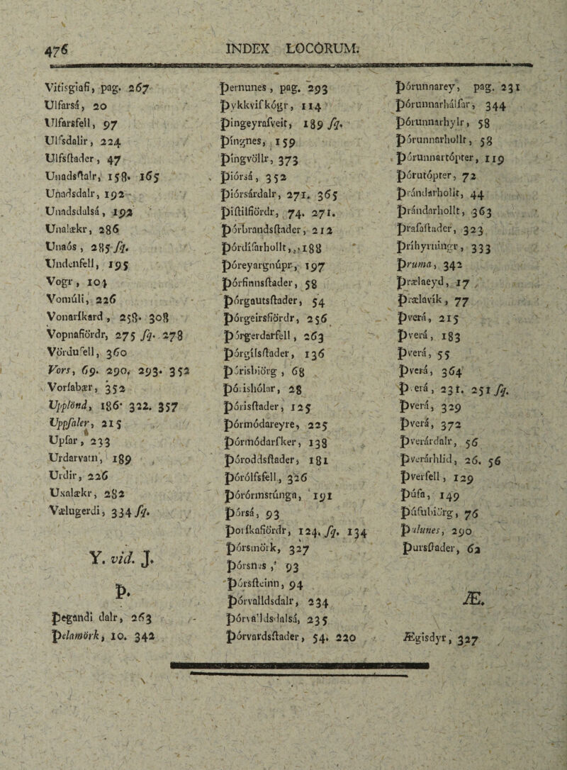 f I 47« INDEX LOCORUM. Vitisgiafi, pag. 267 U i farsa, 20 Ulfarsfeil, 97 Ulfscklir, 224 Ulfsfhdcr, 47^ Unadsfalr, 159. 165 Unadsdalr, 192 Unadsdalsá, 192 Unalækr, 286 Unaós , 2\\$ Jq, tJndcnfell, 195 Vogr , 104 Vonmli, 226 Vonarikard , 25$. 308 Vopnafiordr, 275 fq. 278 Vördufell, 360 Vors, 6$, 290* 293* 352 Voriab^r, 352 Upplönd, 186* 322. 357 Uppfakr, 21$ '*>•', 7 Upfar, 233 Urdarvatn, i89 * Uidir, 226 Uxalækr, 28 2 Viilugerdi, 334 fq. Y. vid. J. Þ. Jjegandl clalr, 2S3 ptlamSrk, io. 341 pernunes , pag. 293 pórunnarey, pag, 2\ pykkvifkógr, 114 pórunnarhálíar, 344 >«. « pingeyrafveit, 189 fq. póiunnathylr, 58 pingnes, 159 p órunníirhollt , 58 pingvollr, 373 pórunnartópter, 119 , pióráá, 352 pórutóprer, 72 piórsárdalr, 271, 36$ prándarholltj 44 piílilfíördr, 74. 271. prándarliollt, .363 pórbrandsflader, 212 prafaíladef, 323 J)órdííarhollt pnhynmigr, 333 póreyargnúpr, 197 prumd) 342 pórfmnsftader, 58 prælaeyd, 17 pdrgautsftader, 54 pradnvík , 77 pórgeirsfiördr, 2 $6 pvcrá, 215 pjrgerdarfell, 263 pverá j 183 pórgíísftader, 136 prerá, 55 pórisbioiíg , 68 pvciá, 364 póiishólar, 2§ P erá, 231. 2$t Jtj, pórisftader, 125 pveni, 329 pórmódareyre, 225 pverá, 372 pórmódarfker, 138 pvcrárdalr, 56 póroddsftader, igi pvcrárhlid, 2 6. 5 6 pórólfsfell., 326 pverfell, 129 pórórmstúngn, 19 í pdfa, 149 porsá, 93 pufubiörg, 75 poiíkafíördr, 124> fq. 1^4 p 'illines, 290 pórsmoik, 327 pursftader, 62 pórsms 93 pdrsftcinn, 94 • j 1 pórvalldsdalr, 234 7J7 y J±J + \ \ ■ '■ 1. . r S - pórvaddsdalsá, 235 -- , ^ x • ' -r■ , r \ ’ pórvavdsftatfer, 54* 220 Æglsdyr, 327 i! T\i *VT' j ' •V, /