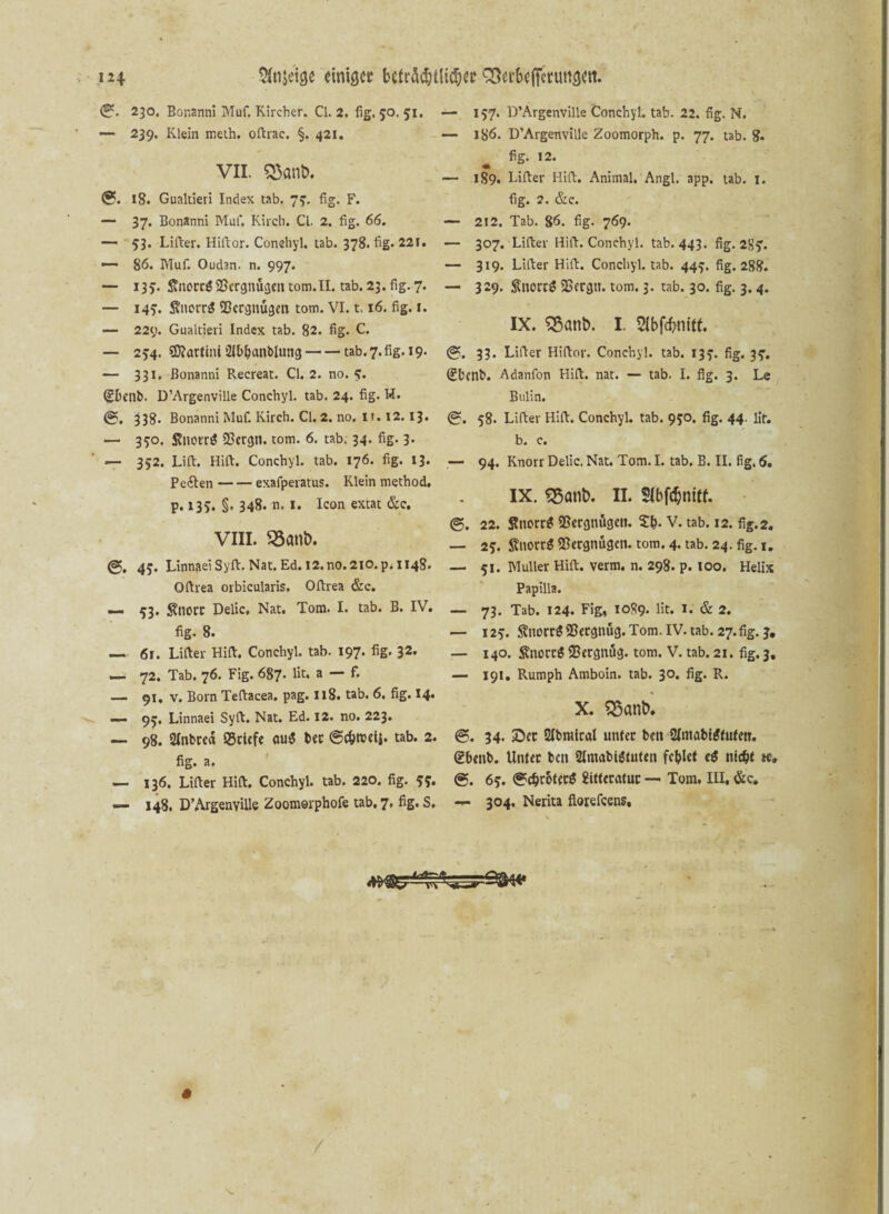 <2% 230. Bor.anni Muf. Kircher. Cl. 2. fig. 50. 51. — 239. Klein meth. oftrac. §. 421. VII. Q3ant>. <5. 18. Gualtieri Index tab. 77. fig. F. — 37. Bonanni Muf, Kircli. Cl. 2. fig. 66. — 53. Lifter. Hiltor. Conchyl. tab. 378. fig. 221. — 86. Muf. Oud3n. n. 997. — 135:. SttorröVergnügen tom.II. tab. 23. fig. 7. — 14?. ßnorrg Sßcrgnügen tom. VI. 1.16. fig. 1. — 229. Gualtieri Index tab. 82. fig. C. — 254. 5D?artmi 2lb&anblung-tab. 7. fig. 19. — 331, Bonanni R.ecreat. Cl. 2. no. <7. (£bcnb. D’Argenville Conchyl. tab. 24. fig. H. @. 338. Bonanni Muf. Kirch. Cl. 2. no. n. 12.13. — 350. Snotrö SScrgn. tom. 6. tab. 34. fig. 3. — 352. Lift. Hift. Conchyl. tab. 176. fig. 13. Peften-exafperatus. Klein method. p. »35. §• 348. n. I. Icon extat &c. VIII. 33cm&. ®. 43. LinnaeiSyft. Nat.Ed.l2.no.2l0.p.1148. Oftrea orbicularis. Oftrea &c. — 53. 5?nort Delic, Nat. Tom. I. tab. B. IV. fig- 8. — 61. Lifter Hift. Conchyl. tab. 197. fig. 32. — 72. Tab. 76. Fig. 687. lit. a — f. — 91, v. Born Teftacea. pag. 118. tab. 6. fig. 14* — 95. Linnaei Syft. Nat. Ed. 12. no. 223. — 98. 2Inbred 55clcfc au$ bet @(hroet$. tab. 2. fig. a. — 136. Lifter Hift, Conchyl. tab. 220. fig. 33. — 148, D’ArgenYÜle Zoomorphofe tab, 7, fig. S, — 157. D’Argenville Conchyl. tab. 22. fig. N. — 186. D’Argenville Zoomorph. p. 77. tab. 8* fig. 12. — 189. Lifter Hift. Animal. Angl. app. tab. I. fig. 2. &c. — 212. Tab. 86. fig. 769. — 307. Lifter Hift. Conchyl. tab. 443. fig. 287. — 319. Lifter Hift. Conchyl. tab. 443:. fig. 288. — 329- ftnorrg iBcrgtt. tom. 3. tab. 30. fig. 3.4. IX. £3ant>. I. 5Jbf$ntrt, @. 33. Lifter Hiftor. Conchyl. tab. 135'. fig. 37. (gbenb. Adanfon Hift. nat. — tab. I. fig. 3. Le Bulin. 0. 58. Lifter Hift. Conchyl. tab. 950. fig. 44. lit. b. c. — 94. Knorr Delic. Nat. Tom. I. tab. B. II. fig. 6. IX. «Sanb. II. Slbföniff. ®. 22. Stnorr* 28ergnugen. Sb- V. tab. 12. fig. 2. — 25. SnorrS Vergnügen, tom. 4. tab. 24. fig. 1. — 51. Müller Hift. verm. n. 298. p. 100. Helix Papilla. — 73. Tab. 124. Fig, 1089. lit. I. & 2. — 125. StnorrS SSergnug. Tom. IV. tab. 27. fig. 3. — 140. SnotcS $ergnug. tom. V. tab. 21. fig. 3, — 191. Rumph Amboin. tab. 30. fig. R. X. 23ant>. @. 34. Set SIbntiral unter ben SümabiStuten. gbenb. Unter ben Slmabiätuten fehlet e$ nicht «. @. 65. (^djrbtetS Sittetatut — Tom. III, 304. Nerita florefeens.