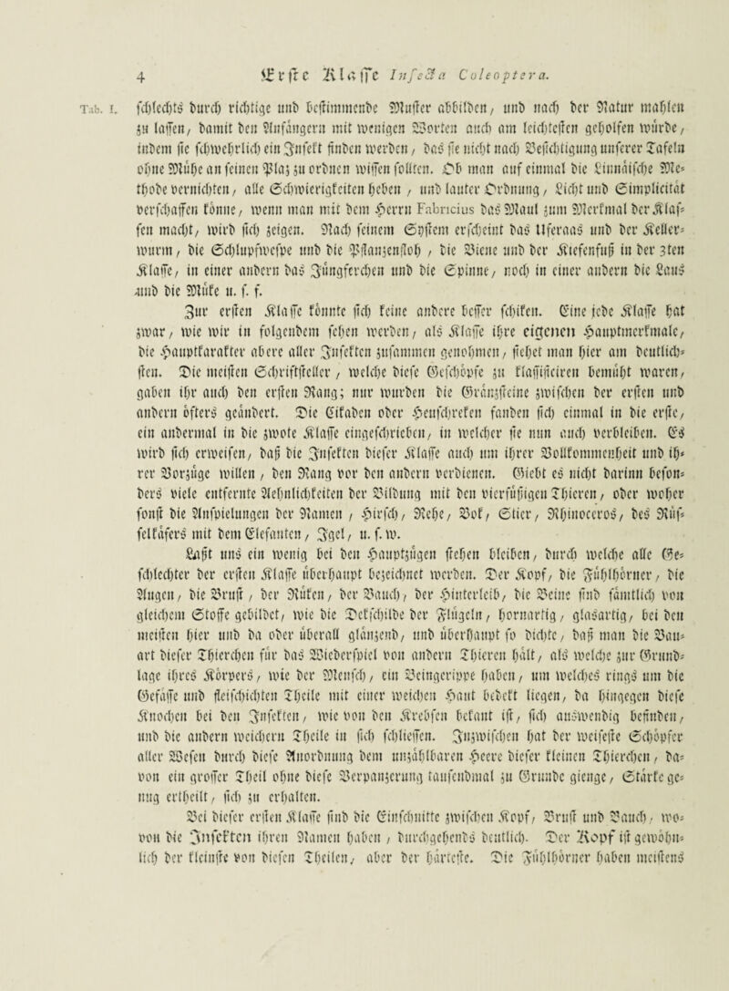 T.ib. I, fd)ledjts t'urcf) richtige unb ®efltmmcnt>e Autler abbilben, unb nad) t>cr Statur mahlen jh laifen, bamit teil Slnfangern mit wenigen Sorten and) am leid)teffen geholfen Wtirbe, intern fic fcbwcbrlid) ein^nfeft ftnl>cn werben , OaS fie nid)t nad) 23ejtd)tigung unferer Tafeln ohne 9)tiif)c an feinen $lassu orOiten wiffen feilten. CO man auf einmal Oie Sinnäifcfye SDle* thobe vernichten, alle Scbwierigfeiten beben , unb lauter Crbmtng, Sicht unb Simplicitat verfdjajfen tonne/ wenn man mit Ocm Herrn Fabncius OaSSJlaul sunt SJlerfmal berÄlaf» fen mad)t, wirb fiel) zeigen. 91 ad) feinem Softem erfefjeint OaS Uferaas unO 0er di eilen wurm , Oie Sdjlupfwcfpe unO Oie ^ftanzenflob , Oie S3iene unO Oer iftefenfmi in bersten Älalfe, in einer anOcrn OaS ^ungferdjen unO Oie S pinne, nod) in einer auOern Oie Saus 4iu0 Oie 931ufe u. f. f. 3ur er|len klaffe fönnte jtcb feine anbere bcjfer fcbifcit. ©ine iebe Platte Out zwar, wie wir in folgenbem feben werben/ als Platte ihre eigenen Hauptmcrfmale, Oie -pauptfarafter abere aller Snfeftcn jnfantmen genommen / |tcf)et man f)icr am betulich* fielt* Cie «teilten Schriftjtcller, wcld)e Oiefe ©efdjopfe zu flajfijicirett bemüht waren, gaben if)r and) Ocn erflen Slang; nur würben Oie ©rdnjjteine jwifeben Oer eilten ttnb anOcrn öfters gcanbert. Cie ©ifaOett ober Heuj'chrefen fanbeit jtd) einmal in Oie erfte, ein anbermal in Oie jwote klaffe eingefdwieben, in weld)er jte nun and) verbleiben. ©S Wirb jicf) erweifen, Oajj Oie 3nfeftcn Oiefer di l affe and) um ihrer 33ollfommenbeit unb ib* rer Vorzüge willen , Ocn Slang vor Ocn anOcrn PcrOicnen. ©iebt es nicht Oariitit befon* berS viele entfernte 2lebnlid)feiten Oer Gilbung mit Ocn vterfüjngen Tbicren, ober woher fonjt Oie Slttfpieluttgen Oer Stauten , £irfd), Siebe, 23of/ (Stier, StbinoceroS, OeS Stuf* fclfdfcrs mit bem ©lefanten, 3gel, u. f.w. &tjjt uns ein wenig bei Ocn Hauptzugen freben bleiben, Ottrcfi weldic alle ©e* fd)led)ter Oer crjteit dilaiTe überhaupt bejeidjnet werben. Cer diopf, Oie gublborner, Oie Singen, Oie 25rujt, Oer Stufen, Oer S3aud), Oer Hinterleib, Oie teilte flttb famtlid) von g(eid)cm Stoffe gebilbct, wie Oie CeffcbilOe Oer Ringeln, bornarfig, glasartig, bei Ocn «teilten hier unO Oa ober überall gldttzenO, unb überhaupt fo Oicbtc, Oaj) man Oie S3au* art Oiefer Tbiercbett für OaS SßieOerfpiel von anOertt Tbicren halt, als wcld)e zur ©rmtO* läge ihres Körpers, wie Oer 931ettfd), ein S3eingerippe haben, um weld)cS ringS um Oie ©efdjfe ttnO flcifd)icl)tcn 2heile mit einer weichen Haut beOcft liegen, Oa hingegen Oiefe diitoebcit bei ben 3nfetten, wie von Ocn Ärebfcn betaut ift, jtd) atiSwenOig bejtnben, unb Oie attbern weichem T heile in fiel) fchlietfcn. Swoifcbcit hat Oer weifejte Schöpfer aller Söefett Ourcl) Oiefe SlitorOnung Oent unzählbaren Heere Oiefer fleinen Tbierchen, ba- von ein groiTcr Theil ohne Oiefe SJerpaitjeruttg taufcubmal ju ©ruitbc giettge, Starte gc= ttug ertheilt, jtd) zu erhalten. 55ci Oiefer enteil M laue jtitO Oie Cnnfdjnittc zwifcheit .Vtopf, S3rujt unb S?aud), wo¬ von Oie 3njcb’tm ihren Slanteit haben , OurchgebenOs Oeutlich- Cer Kopf ift gewöhn¬ lich Oer fleinjte von Oicj'cit Theilen, aber Oer bannte. Cie lyahlböriier haben meiftenS