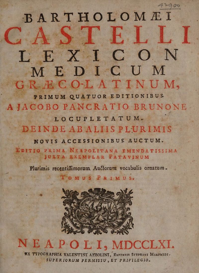 ME 13 1-5. U M uc r A TIN UM, 2 d PO QUATUOR EDITIONIBUS A JACOBO PANCRATIO BRUNONE JÜoCpPTPLETAT ON, DEINDE ABALIIS PibRIMÉC NOVIS ACCESSIONIBUS AUCTUM. dint, PRIMA NEAPOLITANA EMENDATISSIMA S |JUXTA EXEMPLAR PATAVINUM Plutimis hieu morum. Auctorum vocabulis ornatum . f'owvs PEIT. TA N.E A P-OLI, MDCCLXI. : WX TYPOGRAPHIA VALENTINI AZZOLINT, Ex»rxsrs STEPHANI MANFAEDI. SUPERIORUM PERMISSU ,ET PRIVILEGIO.