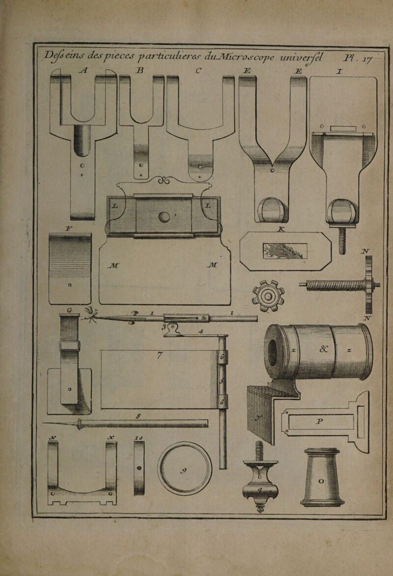 Dépeins despièces 'particulières duJVricroscope univerfel Fl. iy