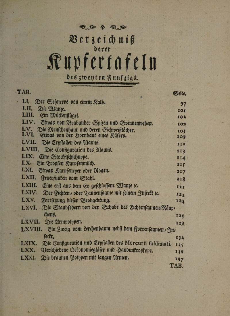 «US* $• «US» 33er§eicb nig Derer Ätipfemfeln De« jtveijten gunfjig«. TAB. @{(«. • V -* Li £>er ©ebnerne non einem £alb. 97 LII» 2)ie 2öönje. 10l LIII. ©n $?üc£enjiHgel. , iox LIV. ©tnaa non Q5rabanber 0pi$en unb (Spinnernneben. ioz LV. £>ie $?enfcbenbaut unb beren @cbroeifjlocbcr, ioj LVI. ©maö non Der #ornbaut eineö $dfcr& 109 LVII» £>ie KrpfMen bes 5Haunl 111 LVIII» SDie Konfiguration M 2(laun& 113 LIX. ©ne ©tocffifcbfcbuppe. 114 LX. ©n Stopfen .ftarpfenmilcb. n; LXI* ©tnaä .ftarpfenepet ober ütogem 117 LXii, Jeuerfunfen nom @tabl* u8 Lxiii. ©ne erft aus bem 0) gefcbloffene 2Ban$e x. t2[ Lxiv. £er Siebten > ober Sannenfaame mir feinem 3nfecft x* i2z LXV. ©jrtfefcung biefer SSeobacbtung. 1254 Lxvl, SDie 0taubfebern non ber 04>abe be$ ©cbtenfaamemüldup' dben^ 12^ LXVII. 3)ic Slrmpolppen. I2? LXVili. ©n gtneig nom £ercbenbaum nebft bem SJorrenfaamen^m feeft. 132 LXIX. SDie Konfiguration unb Krpfladen be$ Mercurii fublimati. 1^ LXX. QSerfcbie&eitc öefonomiegldfer unb #anbroifro$fope* 136 LXXi, £>ie braunen ^oippen mit langen Firmen» 1 ?7