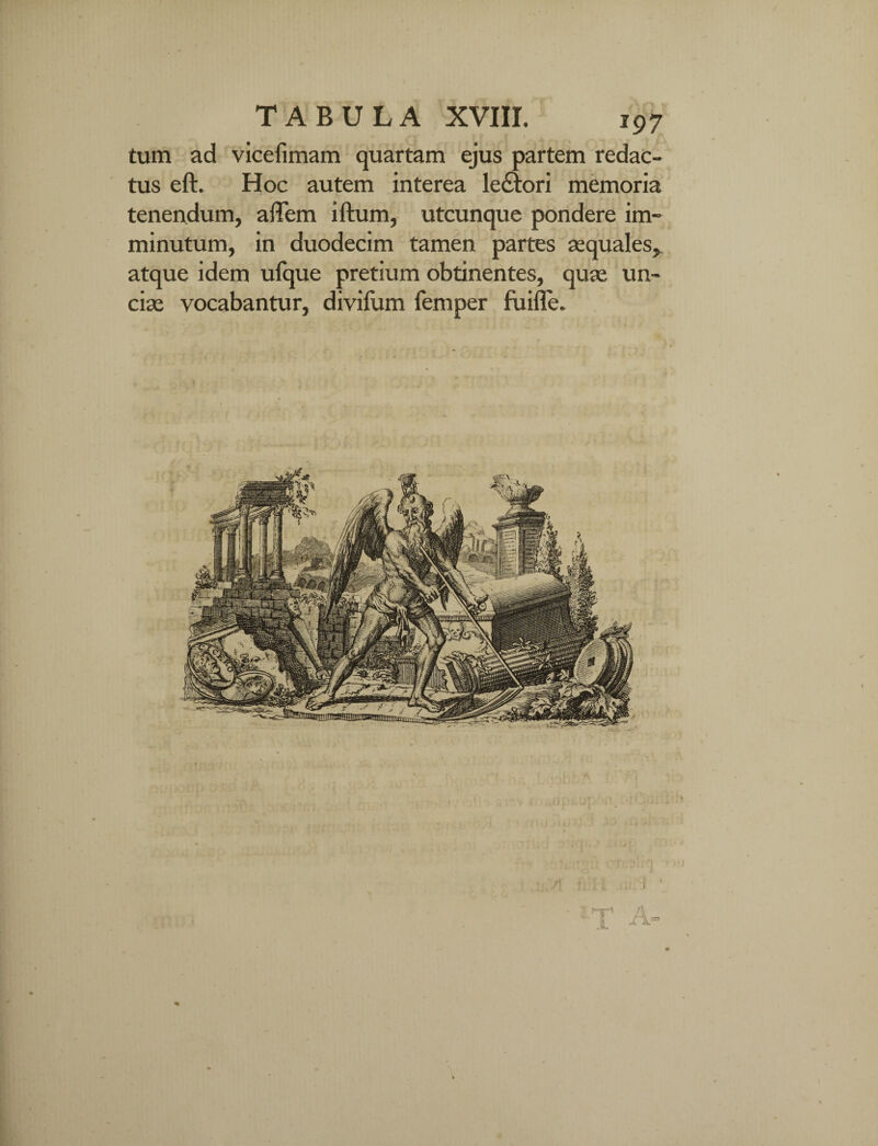 tum ad vicefimam quartam ejus partem redac¬ tus eft. Hoc autem interea le&ori memoria tenendum, affem iftum, utcunque pondere im¬ minutum, in duodecim tamen partes aequales* atque idem ufque pretium obtinentes, quae un¬ ciae vocabantur, divifum femper fuifle.