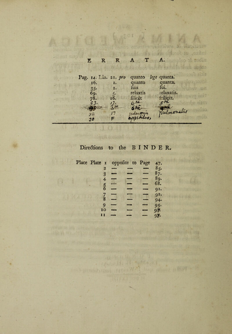 E R R Pag. 14, Lin. 21. pro 16. 1. 35- 2. 69. 5* quanto lege quanta.' quanto quanta, fuis fui. relaxtis idaxatis. Dire&ions to the B I N D E R, Place Piate 1 oppofite to Page 47. 2 — — — 3 — — — 87. 4 — — v— 89. | — — — 68. 7 — — — 92. 8 — — — 94- 9 — — —95- 10 — — ~ 9*