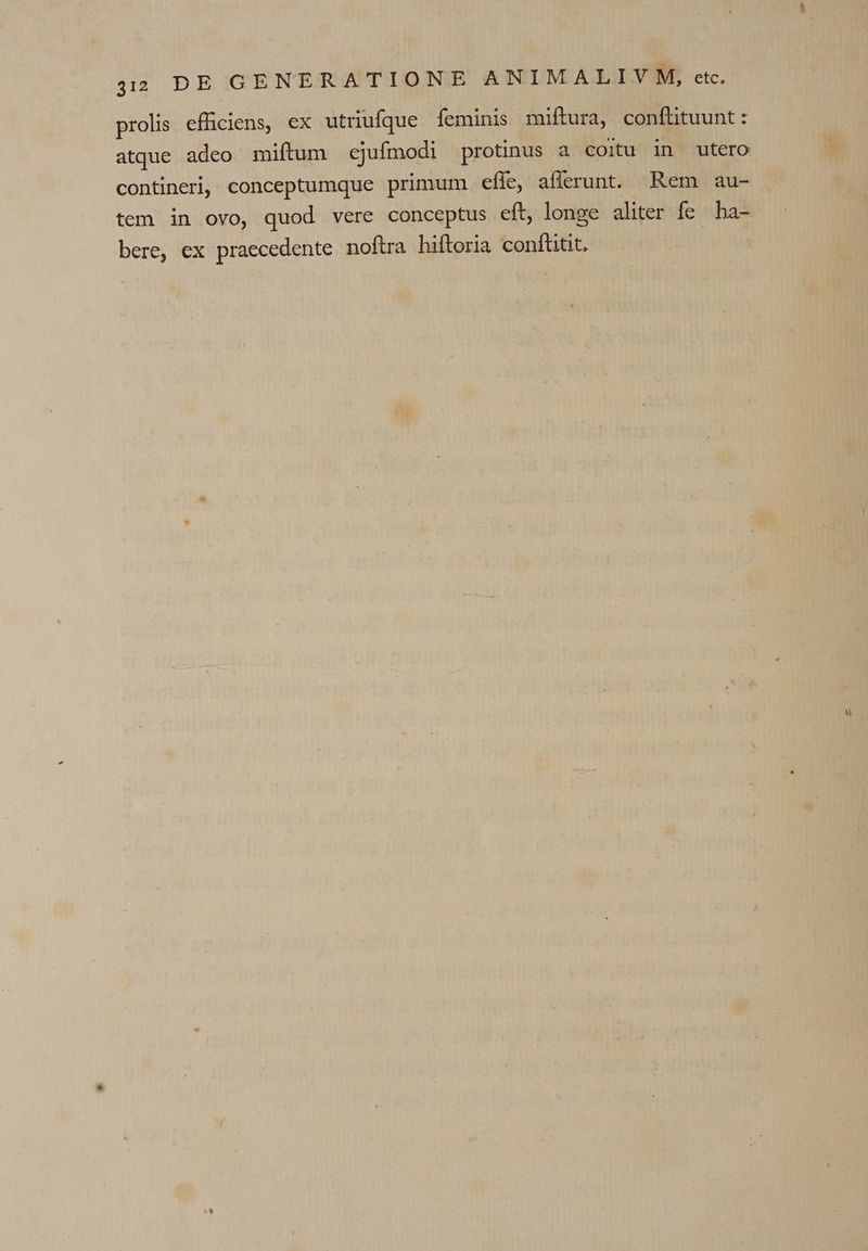 prolis efficiens, ex utriuíque íeminis miftura, conftituunt: contineri, conceptumque primum. effe, afferunt. Rem au- tem in ovo, quod vere conceptus eft, longe aliter fe ha- bere, ex praecedente noftra hiftoria confütit.