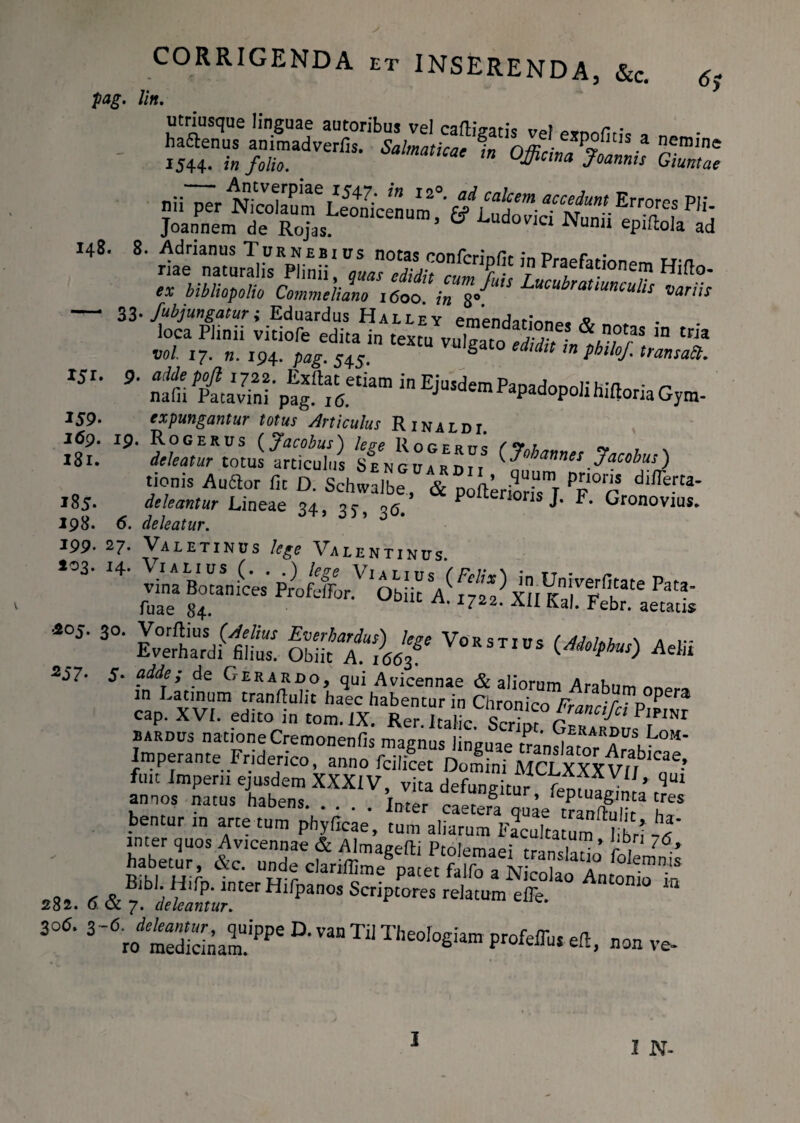 pag. lin. Utriusque linguae autoribus vel caftigatis vel expolitis a „„„• ha&enus animadverfis. Salmaticae in n-m • exP°IltIs.a nemine iJ44- in folio. m 0$cma 3°™™ Giuntae uy- H as 33•/abjungatur; Eduardus Halley emendsrinno* a i8“ •“ '■ >‘““»5! W 2 '£S'p“r “ Ei*i™P<p>Jopoli«.,i, Gym. 159. expungantur totus Articulus Rinaldi ‘£: ” ll tionis Auftor fit D. Schwalbe, & poaerioriTr 'Tf dlff“U’ 185- deleantur Lineae 34 ac ,<5. p ,011ST F. Gronovius. 198. 6. deleatur. 199. 27. Valetinus Valentinus ■°s' “■ p” fuae 84. 7 2‘ AU Kk3,> Febr* aetaus 'i0J’ 3°' Eve^hardfObfic'Tlej* * ktadtm cap. XV,. edito in tom.IX. bardus nationeCremonenfis magnus linguae translator Ar»V °M' Imperante Fnderico, anno fcilicet Domini MCLXXXVfr Cye.’ KX^”XXXlVi^ tres bentur in arte tum phyficae, tum aliaramFacukalum^bri 75' habetur^&c.^unde^tferMme^pale^filffo^Nicol1!!)1 Ant^ ™ * 28a. 6 & 7 defantur^ SCPC°reS relatUm effe' 3°fi. D. van Tr, Theologiam profelTu, efi, non ve- 1