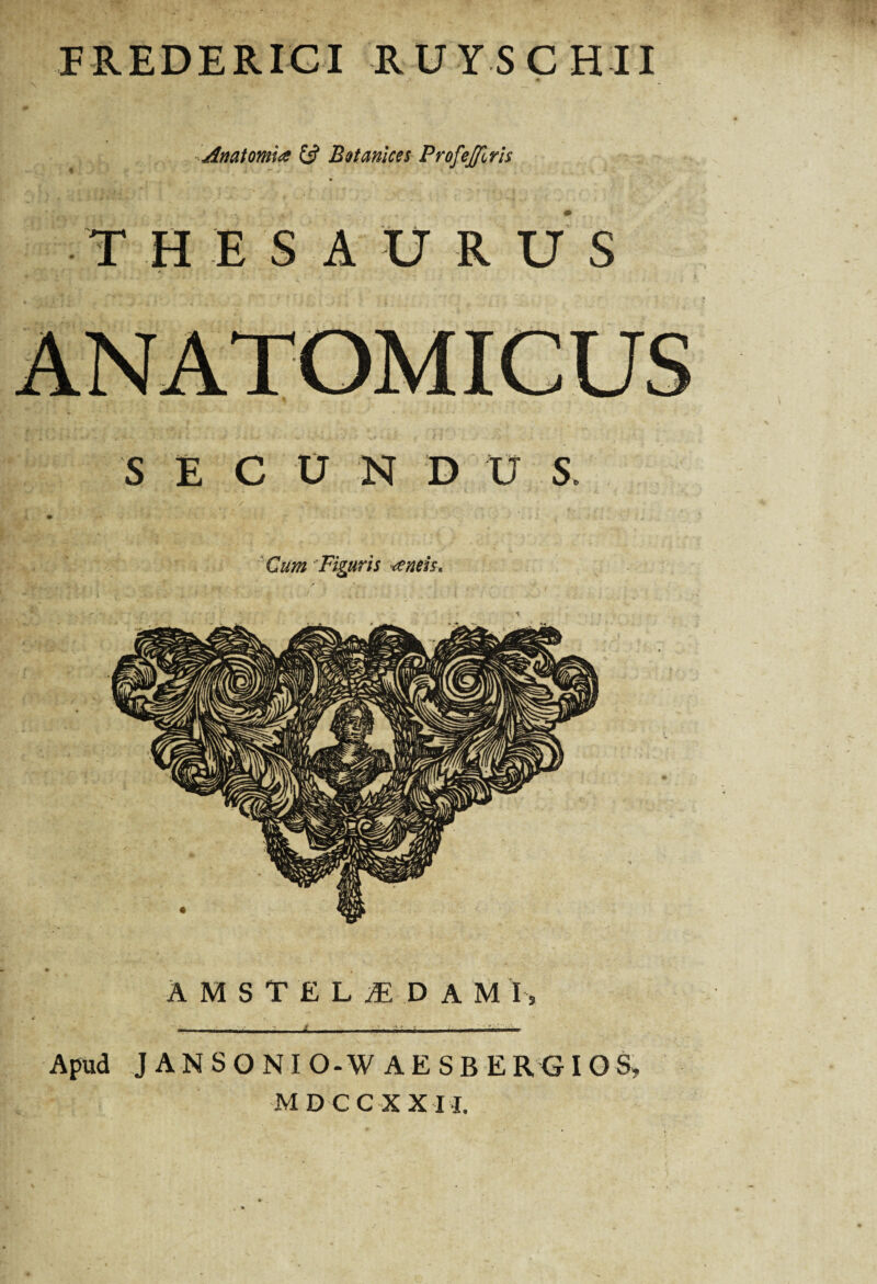 FREDERICI RUYSCHII Anatomla Botanices Profejfflris SECUNDUS. Cum Figuris <enei$* AMSTELI.DAM I, - . . - ; : Apud JANSONIO-W AESBERGIOS»