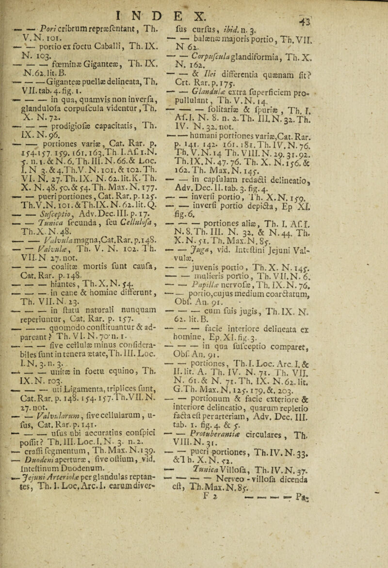 — Pori cribrum reprsefentant, Th. V. N. ioi. — — portio ex foetu Caballi, Th.IX. N. 103» --foeminsGiganteas, Th.IX, N.62. Iit. B. — -Gigantes puelis delineata, Th* VII. tab. 4-fig. 1. -in qua, quamvis non inverfa, glandulofa corpufcula videntur,Th. X. N.72. -prodigiofs capacitatis, Th. IX. N.96. --portiones varis, Cat. Rar. p. x^q.i 5-7. if9. i6i. 163.TL I.Af. i.N. 5”. n. 1. &N. 6.Th. IIl.N. 66. & Loc. I.N 3.&4.Th.V.N. 101.& 102.Th. VI. N. 27.Th.IX. N. 62.Iit.K. Th. X. N. 48.5-0.& ^.Th. Max.N. 177. — — pueri portiones, Cat. Rar. p. 125'. Th.V.N. 101. &Th.IX. N. 62. Iit. Q. -Sufceptio, Adv.Dec. III. p. 17. — — Tunica fecunda, feu Celluhfa, Th.X.N.48. -/^rfte/^jnagna^at.Rar. p.148. — — Valvula, Th. V. N. 102. Th. VII. N 27.1101. -coalits mortis funt caufa, Cat. Rar. p.148. — -hiantes, Th.X.N. J4. «-- — in car.e & homine differunt, Th. VII.N.23. -— in flatu naturali nunquam reperiuntur, Cat. Rar. p. 157. --quomodo conftituantur & ad- pareant ? Th. VI. N. 70*11.1. — — five celluls minus confidera- biles funt in tenera state,Th. III. Loc» I.N. 3.n. 3. —i-unit se in foetu. equino, Th. IX. N. ro3- .-uti Ligamenta, triplices funt, Cat.Rar. p. 148. 15*4.157.Th.VILN, 27. not. — Valvularum, five cellularum, 11- fus, Cat. Rar. p. 141. — -ufus ubi accuratius confpici poflit? Th.III.Loc.I.N- 3. n.2. •— crafii fcgmentum, Th.Max.N. 139. — Duodeniaperturs, fiveoftium,^vid* Inteltinum Duodenum. Jejuni Arteriola per glandulas reptan¬ tes, Th. l.Loc.Arc.i. earum di ver- 43 fus curfus, tbid. n. 3. * -balsens majoris portio, Th.VIL N 62. -Corpufculaglandiformia, Th.X» N. 162. -& Ilei differentia quaenam fit? Crt. Rar. p. 175. -— Glandula extra fuperficlem pro» pullulant, Th. V.N. 14. --folitaris & fpuris , Th. L AU. N. 8. n. i.Th. IIl.N. 32.Th. IV. N. 32. not. — — humani portiones varis,Cat. Rar. p. 141. 142. 161. s8i.Th.IV,N.76s Th. V.N. 14 Th. VIII.N. 29. 21.02, Th.lX.N. 47.76. Th. X. N. 156. & 162.Th. Max.N. 145*. -in capfulam reda&i delineatio, Adv. Dec. II. tab. 3. fig. 4. — — inverfi portio, Th. X.N. 157. -inverfi portio depi&a, Ep XI. fig. 6. --portiones alis, Th. I. Af.f. N.8.Th. III. N. 32. & N.44, Th» X.N. 71.Th.Max.N.85*. * -vid. Inteftini Jejuni VaL vuls. --juvenis portio, Th.X. N. 14^. ■— — mulieris portio, Th. VIf.N.6, — -Papilla nervofs, Th. IX. N. 76„ —* — portio,cujus medium coar&atum, Obf. An. 91. -cum fuis jugis, Th.IX. N, 62. Iit. B. — -- facie interiore delineata ex homine, Ep.XI.fig.3. ——-in qua fufeeptio comparet, Obf. An. 91. -portiones, Th.I. Loc. ArcT.& II. Iit. A. Th. IV. N. 71. Th. VII, N. 61. & N. 71. Th. IX. N. 62. Iit. G.Th. Max. N, 125% 179. &. 203. —. — portionum & facie exteriore & interiore delineatio, quarum repletio fadaeft per arteriam, Adv. Dec. III. tab. 1. fig. 4. & $. -Protuberantia circulares , Th. VIII. N. 31. — -pueri portiones, Th.IV.N.33, &1 h. X. N. <2. —- ‘lunica Villofa, Th.IV.N.37. *— — — Nerveo-villofa dicenda eff, Th.Max.N,. I' 2 ■ 1 fcra»*. SE