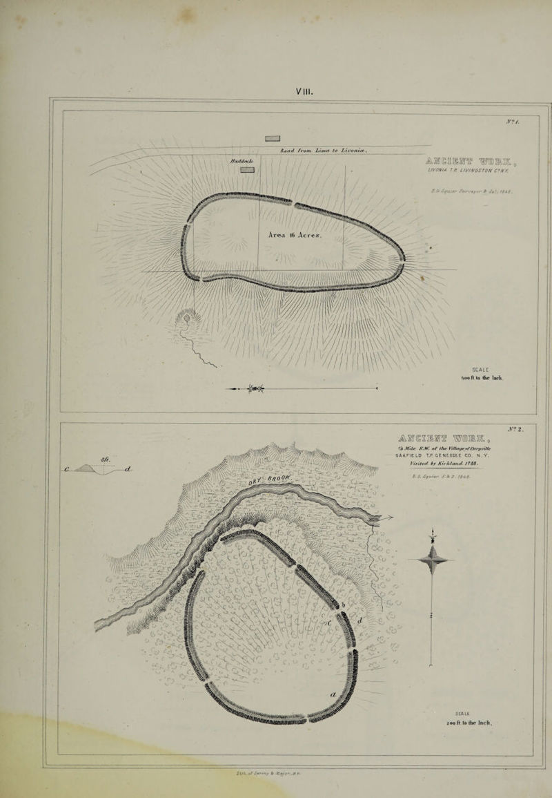 r?i. M WiffiX LIV'INOSTON C°Wr. Surveyor &amp; del. 1848. SCALE Aoo ft To the Inch y? 2. 3ft, fmmm ■■,.c-: - ■>' ” ~ - ' '  ! - ' 1 BkoQK. C■ - ■ n ? ; - • —•’ TJ iiSfOISIfll1 TOI£3&amp;9 /&amp; Mile S. }V. of the Village of Guryvilt* OAKFIELD T.P. GENESSEE CO. N . V. Visit eel by Ktrhlcuvd 17 8H ■ E\ &amp;. Sqruier S.8c,D. /84S- . V Si ^ N ~ £rBk‘-> J \A . wk ^ ^/v-'OxX r, ■ ■ , - . 73c<t&amp; p , v ;; . c-n, -i - V r %% ». ! e \„ SIS)**, , aM SCALE