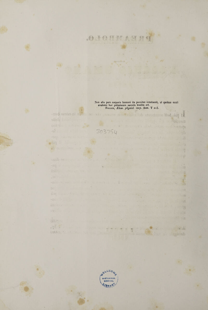¥ Non alia pars corporis Immani ila poenitus innotuerit, ul quidein oculi anatome hoc potissimum saeculo tradita e?t. ■i > • f- ^Itmb