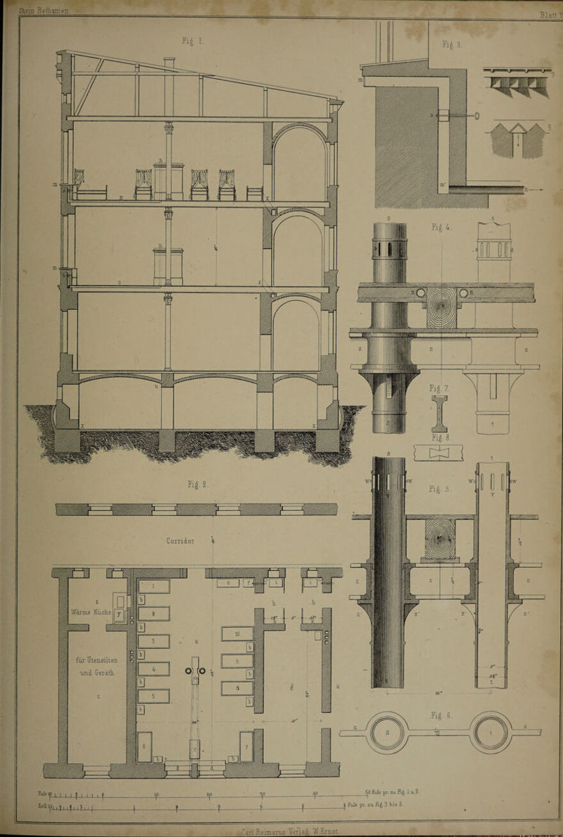 CorridoT Wärme Küche für Utensilien uni Gerath. fli&amp;ljO n i I | i i i i |_ l|0_äjO____3jo_<j?_JoFuls pr- zu Fig. 1 u.2 Z°H u, , f, , f, , i, , |_|_|_|__f_f ** Pr'zu ?1£ 3 8is 8' ftCa ■ ■ --'