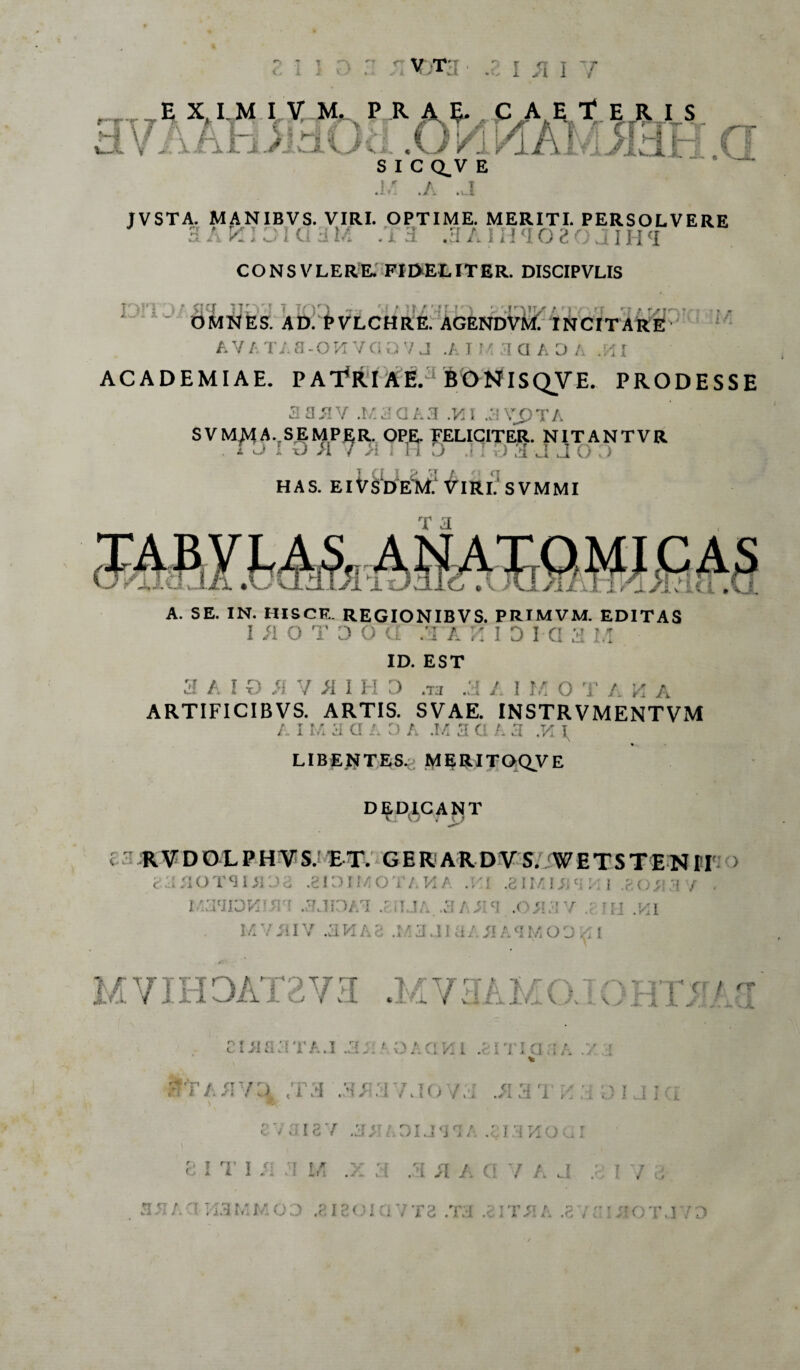 I ) o V T T r\ X Ji I / rTT77\ d V -1 C, I.M I V M. PRAE. CAEtERIS • v ■ : v ;; S I C Q^V E M .A .J TVSTA. MANIBVS. VIRI. OPTIME. MERITI. PERSOLVERE • * >: ;. ; ' ' 7 / ; ■: ■ a i \;'{ C O N S V LERE. FIDEL IT ER. DISCIPVLIS nn JIQ3 T IOn *sr ?'4rVTS/ TY ft i» AVr.*- OMNES. AD. PVLCHRE. AGENDVM. INCITARE AVATA8-OHVGQV J .AI 171 -ICI AD A MI ACADEMIAE. PATERI AE.:I Bt>NlSQVE. PRODESSE 3 3S.V ,K3ai3 .3VpTA SVMMA. S£MPER. OPE- FELICITER. NITANTVR t l> i xj ai 7 >i ; h d i;) a a a o > HAS. EIV$DE‘M1^IIU.'sVMMI t a C r rr C- ^ A. SE. IN. HISCE. REGIONIBVS. PRIMVM. EDITAS i /i o t d o a .t a idig a u ID. EST 3 A I O H V AI I H O .T3 .3 / I IA O T A H A ARTIFICIBVS. ARTIS. SVAE. INSTRVMENTVM /.. I U a G A D A .M a Cl L 3. M I LIBENTES.,; MERITOQVE DICANT RVDOLPHVS; ET. GERARDVS. WETSTENIT > C :;:U)TSI:. , .81 DIMOTA HA .i •1 .c i I • 1 ■ . ; gy , MaHOMiJra .ajiOAT .£njA..aA^<i..o;;.' h mi MVRIV i A8 VI FIDAT 2va . MV3 * k ‘A r A M ■ .-i .A. T .X*. r> f «a t ; ' * L L ii V ; TA.I T:,:-' O ' ri Hi tiyici % o / /•  /'-4 T'4 -{ r ' j 7M ) V M <r a ' ./i a . r\ r ? *. i Cii?’T *>i *t 1 u 1 t j i »u ✓ <1 . DI J <7 rr r j j j. T13 H a i T I AI . r i f .*■ *v t r * t »«« \ i .3 . n A G 7 / p-r f ui - i i 7 T 3 .TH J. A r a X X X j .i. J, xvjL
