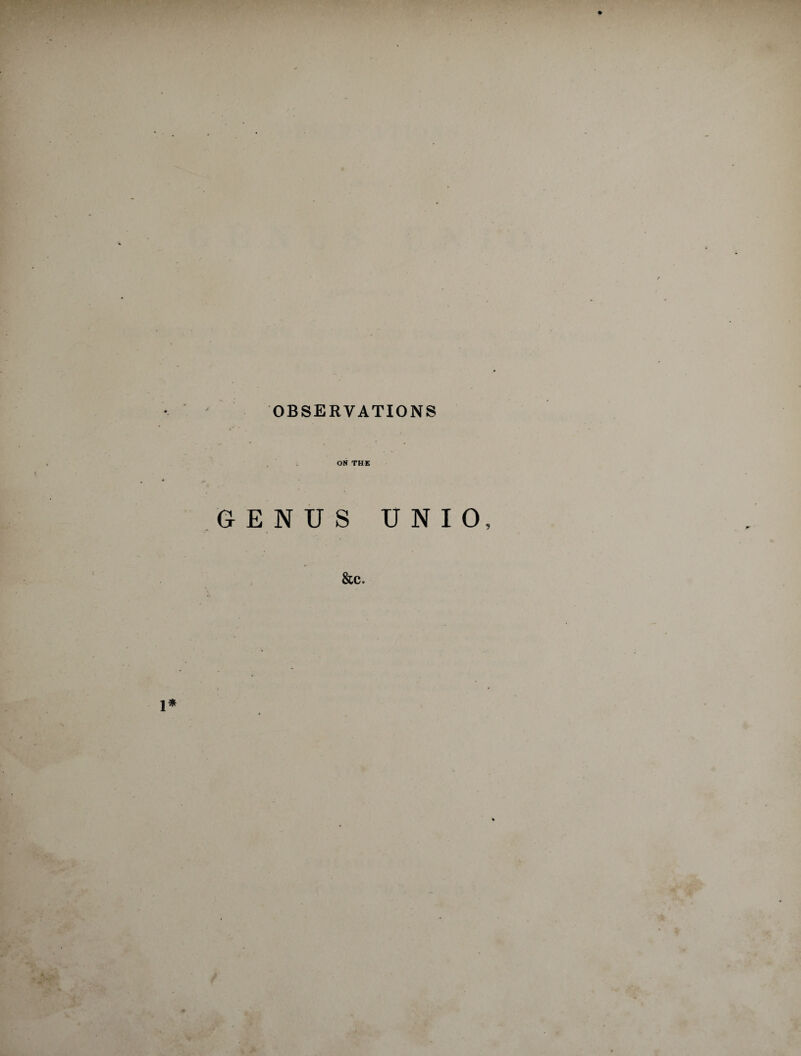 OBSERVATIONS ON THE GENUS U N I 0, &C.