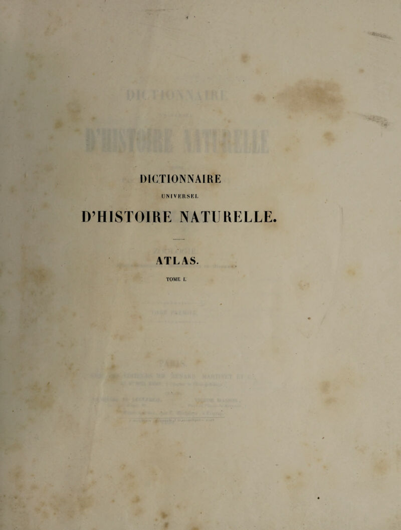 DICTIONNAIRE UNIVERSEL D’HISTOIRE NATURELLE. ATLAS. TOME I.