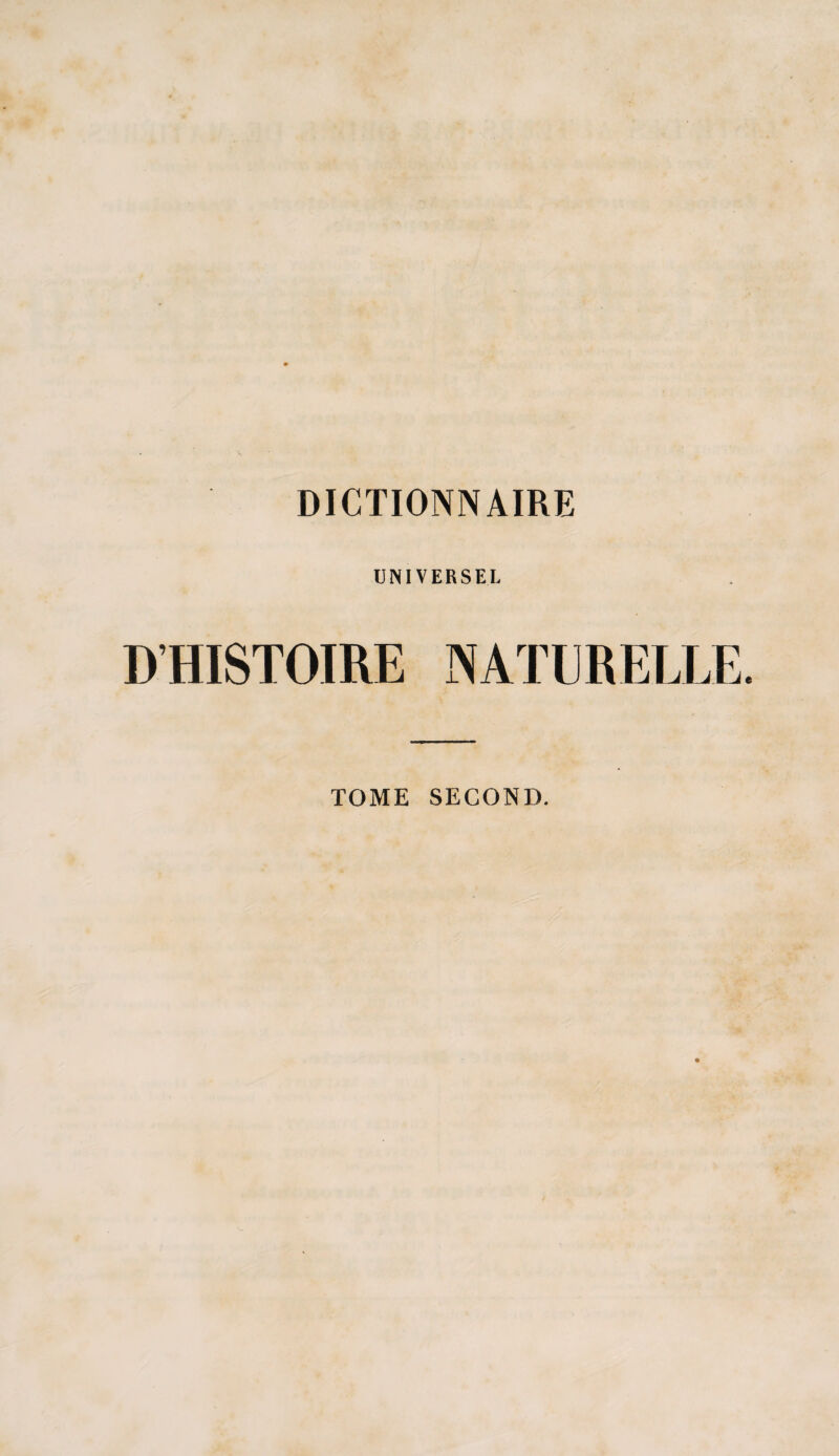 UNIVERSEL D’HISTOIRE NATURELLE TOME SECOND.
