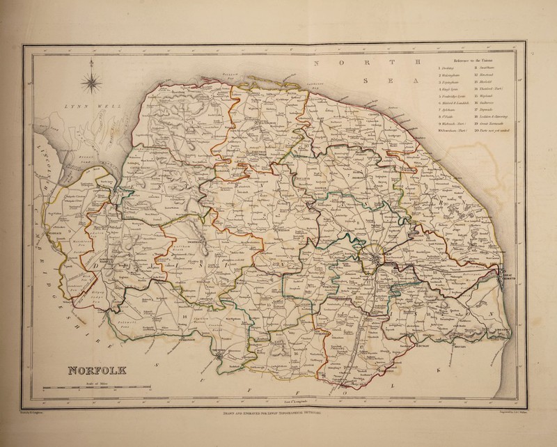 Swalrham Henstcad 2 Wokingham BlofieJd 3 lirpingham Iili-hw r\\ Thetford Part) .llohnc IM //>, • t Burnham f+ . (f •♦Overy I lloMiam dmunhanflllpn RuvnlumGTlffl^® .. * « S-x Jr 'nncaster \ I*, ThornTian Morston Stjjl'krv^ Wav land. 5 Freebridgr Lynn eney WivetoVj +Coeklliorpe AfJftjn/ tWaiiuunl 11 { Jlf $aints\ Guihcro.es (3 Mil lord & Landdrh, ham [Glaaifoi 7 Aylsham Kelling fan if Is Saxling^iam North Creal 8 SfFaidi Toddon &■ Claverinq ''Vn^f|Je=^s< mal suioiuui Lethcringscti ‘d East Beckha :u » * + l r> +AvliuerU>u Rodham* rBAM Great Yarmouth .dmfit \ktf \ 9 Wisheadi /Part / Shaninj if I VSiiiajislla ijdiaw tbwi* 'fiarmsk ss^am | RaraineJiaiiK Mcttou ♦Winter T|X-iUlon jTrnini for woe Northrepps lO Downharn ITart / 20 Farts not yet united /n' Thi^ii>L\l & Little. \ =^= • U+Snormgr r~ nnteni pEust Ikai-sham llaconstl Soothrepps rshaln Shenil ilHtumtead*' [♦Burgh S*jmtkorpc+ J Dunton lr Raglliorpe [«W worth Thorpe Market Ldbororaglf (.Tnrucli Letflesltnr C\ Alethorpc * — tv* ...takfnham Menton Constable '‘Gnntgn idlield+ Manningt orvl |\ IttennHi&in, ♦Wdltcrton East Rod Edingthorpe WoTvorton ‘\\ . V. , Pudding ft+Norton Calthorpe Saxthoi* West Rndluun |wnim{ ♦Wood ■SNorttai Witt on Uabiuytev litdiani %■.. Armin' •lion .. JRidBnt VSTlJv RISING Ir-R oottoii Z1 East Rahil XOKT3 ;walsi (rwstvrick ^Oultoii ft H»IV*^|U1 IjCrostwighl 1/ TEast Rustou Ls=s Lbtwiek >L_. • Lesley V Gaul rostliahilu Guist Fefcomighai W«xxl -k PaDing /toOiSJ bnlluRbui Tultington Skevton L.V mtli W volt on AYLSHAM. Ybissousth Swaivtoii Abbott^ Lissim ■ 5 baw^ey North Lynn Wfasaix'iant STeters + +IV*n-uingtotl Kmlistcm Rintree+ inflow [ements +]>ni instead Grim stone Dilliani Tailing (whartojl 4- Good wide Weasinluun AIL Saints Woodrotr hut 11EETHAM Leziate linliam (j Waxhain '% linsk^v E^st+TiiLney Tihies- AH Saint: Mintlyn +Gavton ' -f Tnfffflm1 Gayionllioi-jK- /^Walpole SlAndr ♦ WaljHjle SiTfter SultCBl Asliwi«*ken ran^BSiol V Spadumi Wliitwd /Little ifHaotlxi liu-klii) Milehai icsji J,t\\h:uu •oRirston Great Wildiiiu^bam .Middleton -ILivni l\vl East-fWaltou fston e UWYttCC East^— jLi'-xbam RuneUui ^3 ' East AMi k'cstWiiidi/^ SwantoM Moriev henrpatctn ^[Beestmi ^ ^1^+Great lXudiain\ iiliani jj ^ Jj . + [/ Great ' _4 » \ Franskaui?^>—r— \ -f / siioilr ]' ^ Eranslianj West Walton ^v JWii^ivalI: West Bihu'> + West Aci Attlebridov Toller . Hfigtom Aeaiesl^jul \EastSonu ASVst Someiton ^ + +EntterRam (mtk.ni UufkMtiU Gres senli all IVaitiu-y !Ncw1oii\ S Jo it/i 1 StJohn Fekthorpc illuud/n AVonnegay I?iidliam tRastwirk Valtjrure' A.CrostwicJ ) Ra^khea \\y +WaLsoken HiH'kei'ing HorsfonlU - +lVayton> SlVuri/ Map. I <j d a l e n K Fen u (T Tottcnlnll DEKEHAM Rui^and Holme ’ IleinsW‘1 m Ormsbv || ''Hv SBEACH iron Thimc Mailuni Mat ti shall Rui-tdi + Emneth Sliouldluun [Catton mixw-oi*tli+ Ranwoitli 4-mouldliam iU<jfTh <»rpe SM.V1THAM; ^ I WalUa^t' Merton ilradenliam 'Westfield'^: South AValshaan Matti: BmyO/W h.)hf,uy rliam hinltcrgh little Thuul 3 a rdol. HemUin^ton IVrandon 1'arvr^ j lIoTim* Hale R<mtlioi'pe' findsett ^hachamwell SlMarp \ STiiaigliuni tVoekl**v I | /■' Cley * GtuvestoiH Tlmtrtoii Ruiiineliani •t jjUud ii'drlkr 4liugWO°d i Wilton nvat nnmstcad+ iTlioiyH- __ itwell /■^llamham Rixioiu^-^ West Caistor +Rimluun Lett on 'aidiojnn'M [U Saints lo uptil on on die Hid iw urplesham L ak pmlnun Beyiuei'stdsit ^little Melton As bill Soutl Tiek,- milestone Colder ot Cranwortlil+ igliaau StEdmund f'Zhn,,, +TimstaU r.'^-at Mellon <lr's/f Carlton \ Fordioe , fimberley 20 j t n iwnduiipe . Goodcrstone Strumpsiun .Gi-cat. \+ ♦ (irsangliam x WcrkI) iewtcai' Oxboi Hethersett ^Moulton 4t arbrool Vnielienham +Hidvo^>ale lretlunpe v, Wiehliiunpt StokeFmy Ro^lutm lnt\vcxxl+ •rton ^Hasm^iaiu Sontliwixxl . ‘Hantley ? /, AmSuw waister ft Sj/Edmunds' 11 |te»; Wretton Scoultoruf i ILukfoi-d liam 'WATT/b] urtnn ‘StOll Bodnev YMONGHAA SlanfudtPs\M niston Mulbar Dunsti iOvol little + EDin^liaj igton Hetliel-f Lerton + Retvlliiun. Sw'ainsi Newton . FlotmaiY / Tl<^\lmi \V hut/an hottesliani jStAhu'i/ Zf. tmSain +Laii£leV 'py Colve-st on niiio-liam + IckhoiVniidi llropke +Rurgh + Apton Med ovoid Midie , vPt'tiTS :'+ILenII Welnev K-Wllglu'1 • Fluid enliafl. ATTLEBP SaxHns.luuni Aetliei^ale •iMniidfor ing^iaitt >rton 15l,“'lum Jk*s*tkoi Taedlnestou+1 Lyulbitl Rret’Mcf Fehwell /I SU'icholaj I! Thai\ston +lleinpia1 BimweTl Sru nton Warren West Wrt»tham Ravenhrdumi ;coe J +Fntu>n i7/+3!onimg ft J I Tliorpc \\( +Sliclton +Hai*dmek Waeton I nrlelon / [text on Weeting V>«li^g4i,-u,V + TojKTllft +Tm\ Monks +Iledeiii^ Hoekwold \ (7/wWilton^ t/?hon .•kton Aslacton +• Moulton SIMichaeJ Santon AMTby Tibbenhain .Kotnlhai] +Ranlxani +(i*oxl«>u 'XiilWNDON i’.-WNGAY West Hailiny; Kilvei*ston»* Albur TivetshaQ SlMary-y^ Heuton W %0MHiyi IGissing Ihx-Uenbao! ryiheVinfin .Stalest on Shelfangt Worth j ILoiiham- cutwell +-liui*StOU Sbimpling+ j.Fersfi<*M I di «fli am Rusliloixl (South j. Riddleswoirtli ^Rnsliall N«xxlham+ :stow Ires sin ^RoNorttai (n Bfodnlis], t , Ihoj-y,,. Abhjh Scale of Miles East l°Iongitadc Dramiby R-Creigliton . JDBAWN AK© EMSKAVE® FOlft 11EW1S’ TOWHGKArffleAI. MCTIO^AIlF. Eugr-avedWy J. * C .Walker.