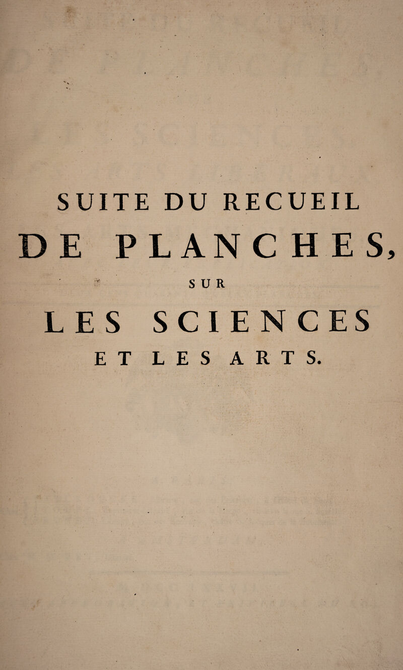 SUITE DU RECUEIL » DE PLANCHES SUR LES SCIENCES ET LES ARTS.
