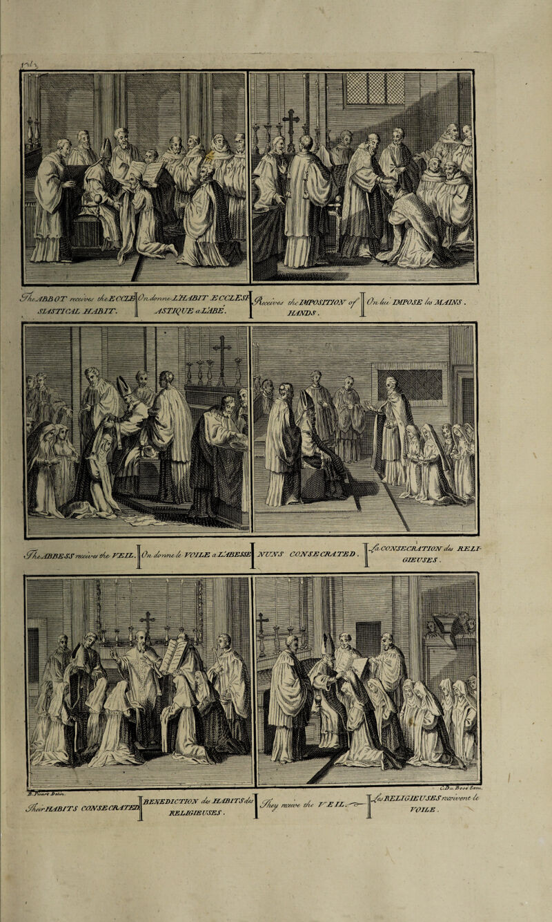 On, àu ' IMPOSE ^ MAIMS t C//ie uIBBESS recew&i t/ie, VEIL. i Ott c/orvne à VOILE a LABESSEI MUMS COMSECRATED . L/â CO MSECVITIOM <Jea RELI¬ GIEUSES .
