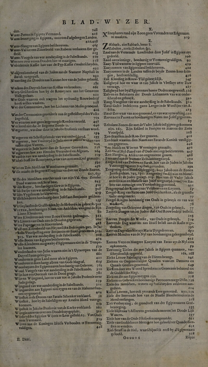 den. 348 Water-Putten in Fgipten Vermaavd. 42 8 Water-bezorgingin Egipten, omtrentd’aFgeleegen Landen. 422,418 Water-Slangen van Egipten befchreeven. 46 J Water-Vahot een Zinnebeeld van Rubens verloorenEer ge fteld. Water-Voogels van wat aanduyding in de Fabelkunde o'- 223 310 358 w • ja Weenen over eenenDooden hoe temaatigen. Welriekende Kaflie hoe van de Fyp-Kallie t’onderfcheyden. 49 5 Welfpreekentheyd van de Joden aan de Stamme Napthali in Barak toegepaft. 292 Wenteling der Doodcn naa Kanaan hoe van de Joden gelooid. Werken des Duyvels hoe van Kriftus verbrooken. 661 Werp Gcfchenken hoe by de Romeynen aan het Gemeene Volk gedaan. 101 Wet Gods waarom ook teegens het uytbundig Rouwbedrijf heeft willen waalcen. 3 58 Wet der Ceremoniën, hoe het Lichaam van Mofes genoemd. 616 Wet der Ceremoniën grootdeels naa de gefteldheyd des Voiks Ingefteld. 7°2 Wet waarom met geen bygevoegde Reeden verzeld. 448 Wetleerdnietdat de BegeerteZonde is. 646 Wetgever, wat daar door in jakobs Profeetie verftaan word. 2/4 Wetgee ver en Schriftgeleerde van wat ondevfiheyd. 2yy Wetgeever, hoe Voorzeyd in Juda niet te zuilenreken van tuSèn zijne Voeten. ■ . Wetgeever in Juda laater dan de Scepter Geweeken. 258 Wetgevers hoe van Herodes Veranderd en Afgezet. 264 WezeltieVan wat aanduyding in de Fabelkunde.^ 309 W ichel-Staffder Romey nen,waar van met een Krol gemaakt. Wier en Zee-Mofch tot Woonhutten gemaakt. 4f6 Wille maakt de Begeerte Vrugtbaar en doet totZönde Baaren. Ó2.7, 637 Wille des Menfchen een Oorzaak van zi jn Val. 629. Zonder Daad waarom ook Strafbaar. _ ^45 W ilde Ruyte , hoedaanigen Gewas in Egipten. fol Wild-Swijn van wat aanduyding inde Fabelkunde. 30b Wilde-Vvgcboom befchreeven. . . Wiflelkleederenhoedaanigdoor Jofefaan Benjamin geichon- ken Wit Geplaafterde Graffteêden by de Hebreen in gebruyk. 362 Witten , hoedaanigen Naam van Aadeldom weegens de Fijn Linne-Kleederen. ° Witte Kleederen ook voor Rouwkleeren gedraagen. 343 Wit Linnen van Ouds aan de Dooden gegeeven. 160 Witte Papegaayen in Moorenland. . Wolf een Zmnebeeld van Heymeli|ke Bedriegers.303. I Ja¬ cobs Voorfpellingover Benjamintev.hand genoomen.303s 305, Van wat aanduyding inde Fabelkunde. Wolle-Boom van Egipten befchreeven. . _ _ 474 Wolle-Kleederen mogtenby d’Egiptenaars met m de Tempe¬ len koomen. . . „ „ ? Wonderdaaden vanjefus waarenmetin tUytwerpen van de Duy vel Satan geleegen. . 661 Wonderen in geen Land meer alsmEgipten. 421 Wonderen te doen hangt alleen vanGods Magtaf. ozf Woonhuyzen der Egiptenaarenhoedaanig van Gebouw. 781 Woud Voogels van wat aanduyding in de Fabelkunde. 310 Wijn hoe een Oorzaak van de Dood geagt. 781 Wijnen Wijngaard, hoe en waar toe in Jakobs Profeetie over Judagedagt. ... , 2 ^ Wijnoaardvanwataanduydinginde Fabelkunde. 311 , Wijngaarden aan Egipten nicteygenen vandeMahumethaa- nenuytgeroeyd. , 424 WijnftokindeDroomvanFaraos Schenker verklaard. 52 Wijnftok, hoe by de Fabeldigtes uyt Reufen Bloed voortge- koomen. , , ,, , 219 Wijnftok in Jakobs Profeetie van de Kerke verklaard. 202 Wijngbraauwen over een Dooden uytgeplukt. 361 WijsheydderEgiptize Wijzen te Leur gefteld.63. VanOuds zeer Vermaard. f '9 Wijven aan de Koningen Ifraëis Verbooden teVermeemg- vuldigen. 448 II. Deel, X. vEnophanes raad zijn Zoon geen Vreemden tot Erfgenaam '*V- te maaken. 109 Z. ZAbbath, zietSabbath.letter S. Zabulon, zoekt Zebulon.&c. Zaad aan de Verarmde Landlieden door Jofef in Egipten uyt gedeeld. 106 Zaad-aanwinninge, hoedaanigteVermeenigvuldigen. 95 Zaay-Ti jd wanneer in Egipten voorvald. 439 Zaayzoenen vanEgiptenlandbefchreeven. 422 Zaayzoeneninde Landen tuften de beyde Zonne.keer-krin- gen, heelverfchillig. 436 Zak KleedinginRouw-Tijdgebruyklijk. 345: Zaligheyd hoe en waar in van Jakob in ’tbefluyt over Dan i87 Zaligheyd hoe by d’Egiptenaars hunne Doden toegewenft. 3 26 Zalven en Balzemen der Doode Lichaamen vanwatonder- fcheyd en gebruyk. 320 Zang-Voogelen van wat aanduyding in de Fabelkunde. 31 o Zand-Golye bedekt een gants Leegerinde Woeftijnevan A- frika. 423 Zand-Zeewaar van zoo genoemd.en vanwatuytwerking.322 ZaphnathPaaneah hoedaanigen Naam aan J ofef gegeeven. 87 Zebulons Zonen die met de Vader Jakob inEgipten gekoomen zijn. 165. Zijn Erfdeel in Feni^ien en Fiaaven der Zeen Voorfpeld. 268 Zee-Braaflem inde Roo-Zee gemeen. 46 8 Zeedraak waarom dien Naam aan Farao de Konink van Egip¬ ten gegeeven. 446 Zee-Molch en Wier tot Wooningen gemaakt. 45-6 Zee-OsofNyl-Paardvan d’Oudenietregtbefchreeven. 447 Zee-Slangen in Afrika van ongemeene groote. 468 Zeevaardaande Stamme Zebulontoegezeyd. 270 Zeege-LiedvanDeboraen Barak, hoe van de Joden in Jakobs V oorzegging over N apthaü gevonden. 292 Zeegeningdoor Hand-Oplegging, door Jakob aan de Zonen Jofefsgedaan. 193,195. ZeegeningvanEfraïmenManaf- ie hoe by de Joden gedagt. zof. Hoe van de Vader Jakob overEfraïmenManaflèaan Jofef toegezeyd.300.Over Ru¬ ben vanzommige een Vervloeking genoemd. zzi Zcegenpraal der Romey nze VeldheerenenKeyzers. Sj- Zeegel- Ring van Farao aan jofef Gcfchonken, als de greotfte Gifte aangemerkt. 77 Zeegel Ringen hoedaani'g van Ouds in gebruyk en van wat maakzel. 78 Zeegeling vanGeheyme dingen, van Ouds in gebruyk. 77 Zeeven Daagen tot der Joden Aal-Oud Rouwbedrijf befteld. Zeeven Daagen der Weeke, van Ouds in gebruyk. 759 Zeevende Dag waarom aan Ilracl belaft aan de Rufte te ge¬ denken. 596 Zeeven Duyvelen hoe uyt Maria Uytgedreeven. 6y o Zeeven Monden van de Nyl van hoedaanigen gcleegentheyd. 443 Zeeven Vette cnMaagere Koeyen van Farao uytdeNylzien opkoomen. f9 Zeeventig Zielen die met Jakob in Egipten quaamen, ver- fcheydentlijk opgeteld. ióz, 168 Zieke Leeuw Fabelagtig van de Dieren bezogt. 241 Ziekten en Ongeneellelijke Quaalen waarom Dasmons en Quaade Geeiten genoemd. • 1 C49 Ziekten door een Woord Spreekens te Geneezen behoord tot de Goddelijke Magt. 661 Ziekten die aan Egipten eygen zijn. 77S Ziekten en Gebreekenhoedaanige Patroonentoegefchikt.736 Ziele des Menfchen, temets op'taffcheyden zeldzaam aan¬ gedaan. 214 Ziel of Leeven, hoe ook yemands Eere genoemd. 230.2 3 2 Ziele der Stervende hoe van de Naafte Bloedvriendeninde Mond ontfangen. 318 Ziel-Verhuyzing, de grondveft van der Egiptenaaren Grat- bezorging. 333 Zieleblijttnaa’tAfftervengeenzindsomtrenthet Doode Lijk Waaien. 3J7 Ziele hoe van de Oude Filofoofen aangemerkt. 631 Ziele van Goddelooze Memmen hoe geloofd tot Quaade Gee- ften te worden. 651 Ziel-StraffindeHel, waarfchijnelijk eerftby d’Egiptenaars geloofd. 328 Oooooi Zilpas