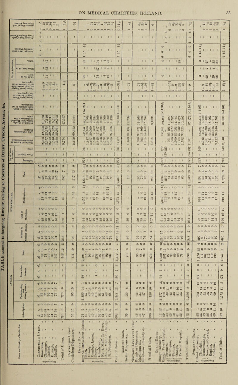 TABLE annexed to foregoing Report, relating to Counties of Derry, Tyrone, Antrim, &c.