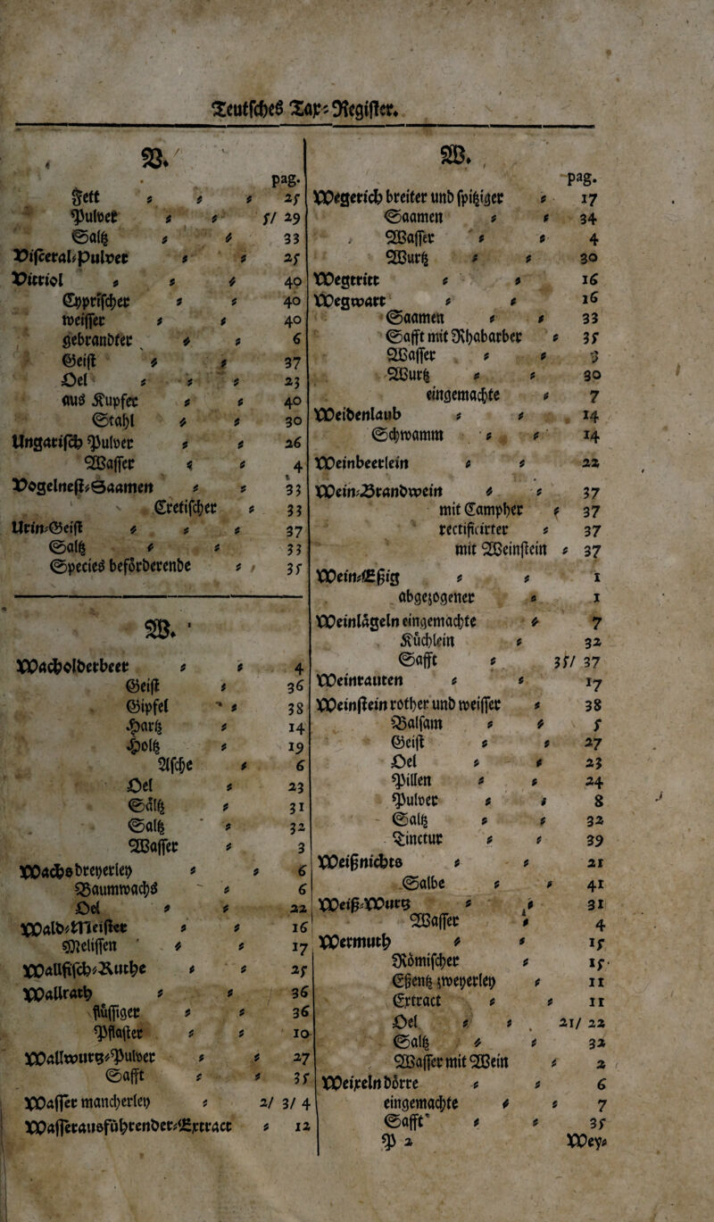 1 3*utfc&e$ %ty'- Ofagiffcr. 4 • Pag- ??ett * * i 2f ^utoep fi 9 V 49 fealfc $ fi 33 X?tfcerabputoe£ * K •* Xtoriol 9 fi fi 4° (Epprtftyep fi fi 40 roeifiec fi fi 40 gebranDfet: * 9 6 m$ * fi 37 &ti 9 9 71 23 <m$ $upfec 9 9 40 0taf)l * 9 30 UnQatifib ^ufoet: * 9 26 SSBaffer < 9 4 5Pogelne(i*0aamm * 9 33 (Srefifc&ep 3? llrm^eifl * * 9 37 ©alfc fi 9 33; 0pecie$ beforberenbe 9 ' 3f 58. * BCtocfcol&etbeei! * 9 4 ©eifi t 36 ©tpfel •* * 38 $ar(| 9 H •jpoffc fi s 19 51fc6e * 6 ©el 9 23 0d(£ 9 31 ©alfe 9 32 SBafifc fi 3 X^acbebccpetlep * fi 6 £3aumroacl)$ fi 6 £>ei * fi 22 XPalb^tnciflci: #' fi 16 sjfleliflen * fi fi 17 !CDaUft(cb*&urt?s 18 fi *r XPallratb * fi 36 flKftget * fi 36 ^flaflec * fi 10 XOaltwutg^utoec « 9 27 ©afft fi * 3r XEafiec mand)erlep * 2/ 3/ 4 XPrtflccawefubfcnbcc^jSjctracc * 12 XX^sedcfe bmfer tmb fpi^er * pag. 17 <0aamcn * 34 , SBaflte # $. 4 933urfc fi 9 30 tEegtritt fi 9 16 tPcgwaifc * fi iS @aamm fi * 33 ©ajftmttDvfyabarber * 3; SBaffct fi fi 3 •S8$wt fi 9 30 emcjemac&fe * 7 VDeibentaub 9 9 14 ©cfyroamm * 9 *4 tOeinbeetleirt 9 fi 22 «'* i. f VQtin>25Mribwtin fi 9 37 mitdampber fi 37 rectiftcirter 9 37 mit ^Bemffeirt 9 37 VOiMtSi§ 9 9 I abgejogenep * I EDeinlageln emsemacbte fi 7 $ucblm * 3* ©afft * 357 37 XX)etrtratiten * 9 x7 XX>«n jiei» rotben unb roetficp 9 38 Q5alfam * fi ' s ©eijt 9 9 *7 Otl 9 fi 23 *]) Ulett fi 9 24 spufoec 9 t 8 ®al^ 9 9 32 . linctus fi 9 39 XEeif?mcbts fi fi 21 <25albe 9 9 41 XOtifrVOwQ * .fi 31 2Ba|jet i 4 XCtttnutfy fi 9 Jr 0vomtfcl)et: 9 *r €§enfc \m\)ttk\) 9 11 (Srtcact 9 t 11 =0d 9 9 , 21/ 22 ©a(£ fi ( 3* ' 23QS(fd:fiiit2Bei« * 2 X^Oeijceltt t)orre 9 9 eingemac|>te fi • 7 ©affT 9 9 3; $ * XPey*