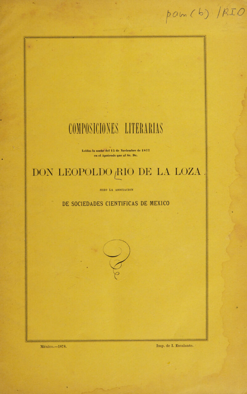 México.—1878. Imp. ele I. Escalante.