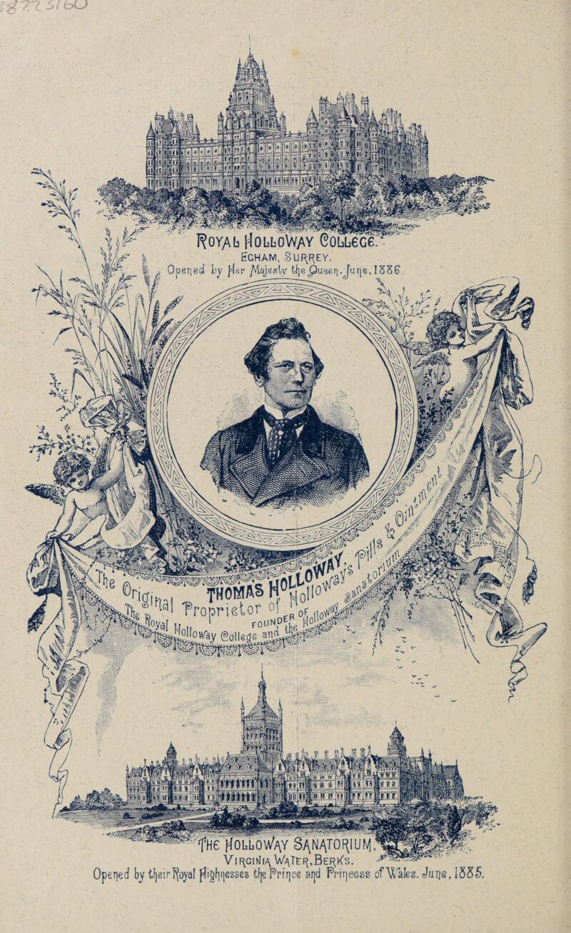 ( t>U p v Royal Hollo Way eobbece: Echam, Su^ey. 1 ^ Opened by ]4er /Aajesiy tfjepueeryjurjg,1830. ^'^ov/ay Sanatorium?_ ViF\cirJi/\ W/\Te^,Bef(Es. OpeTied by tf]eir%a! H'^esses tfjePnrjce arjd PriqeGss of Wales. Juris, 1555.