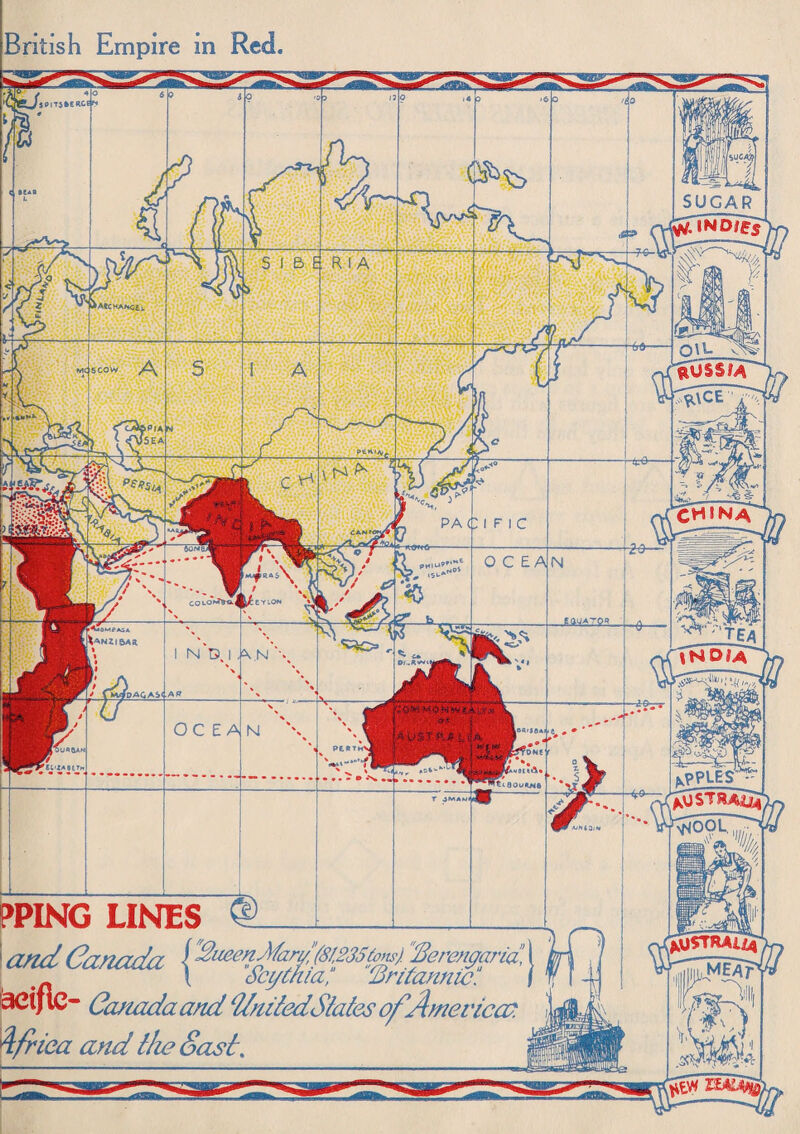 British Empire in Red. W-l NDF55 s' 1*1 Ml QU- ?PING LINES and Canada . , is). derengarid, v Scythia!' 'Britannic'! Canada and dniiedSlates of America?. Africa and the Sast.