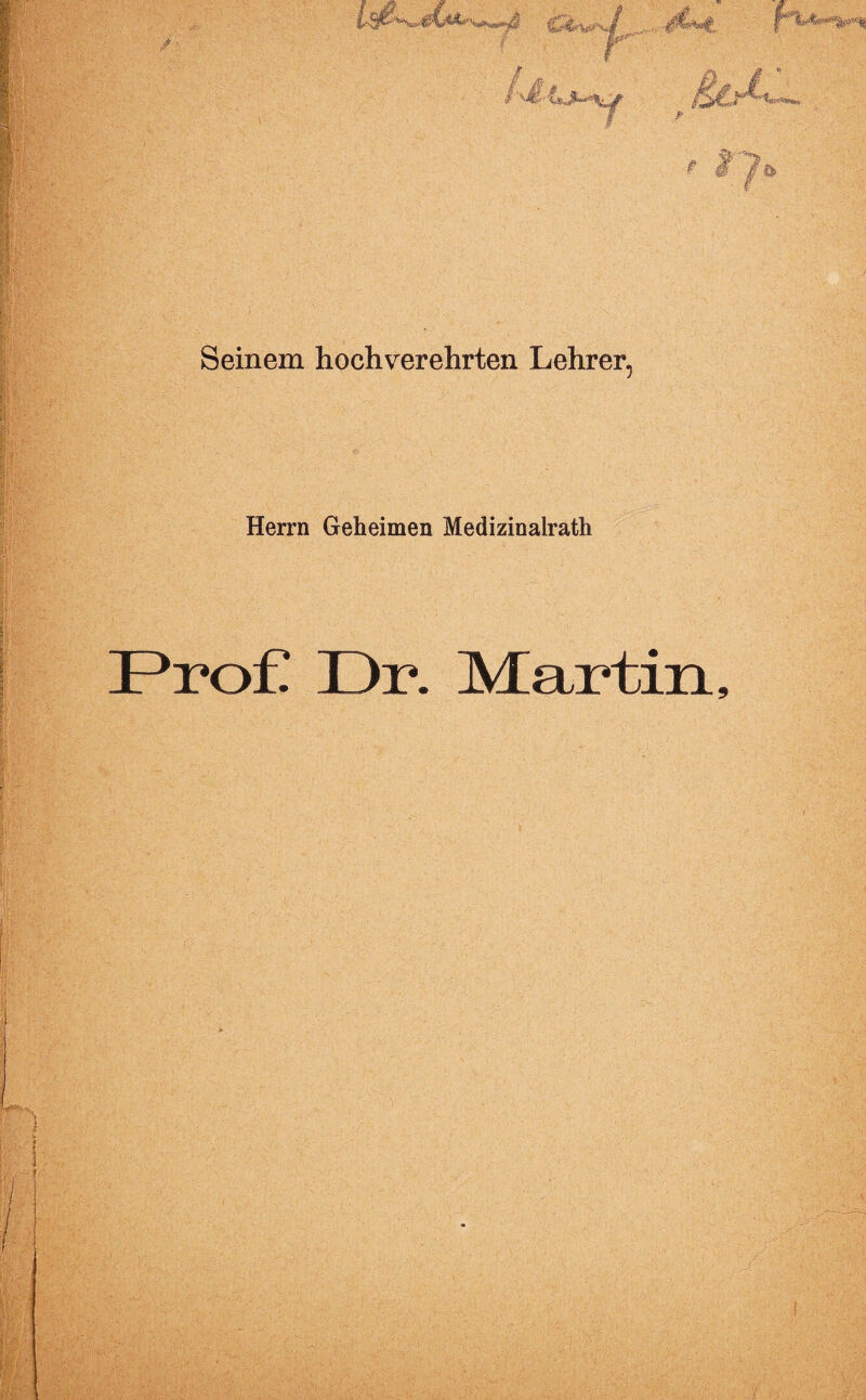 Seinem hochverehrten Lehrer^ Herrn Geheimen Medizinalrath Martin